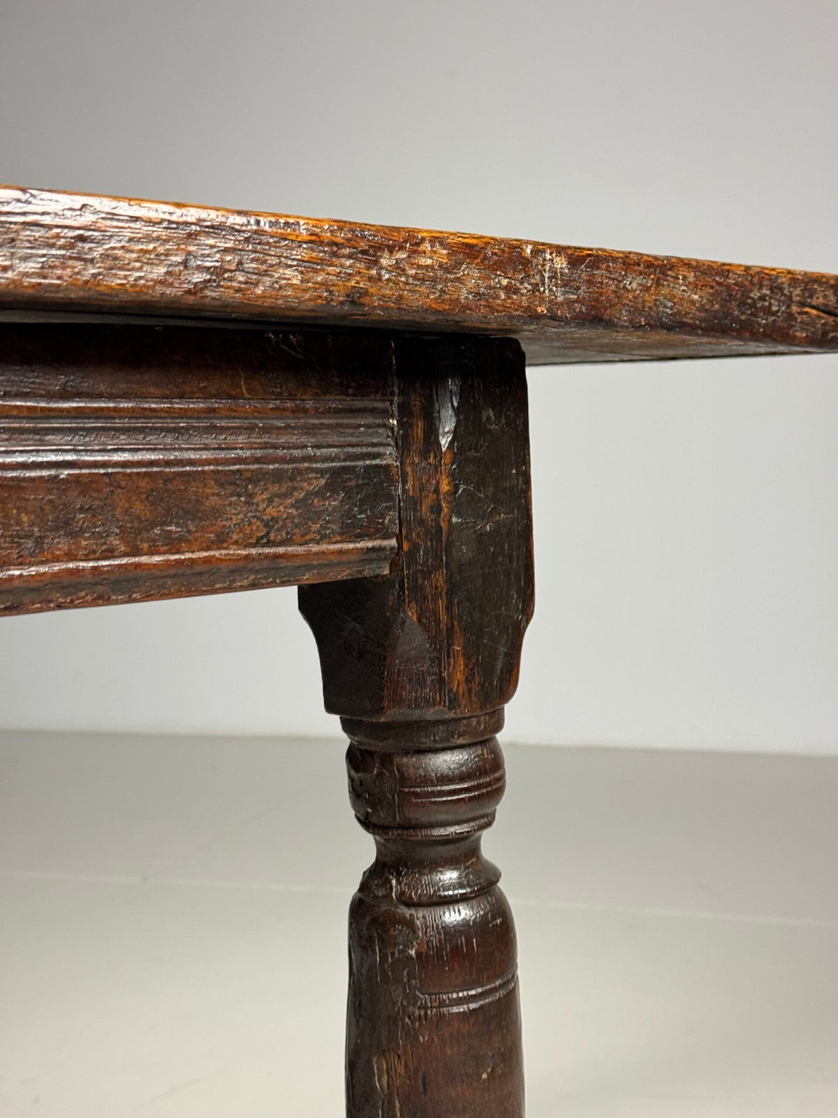 17th Century Oak Refectory Table with Carved Leaf Rail, photo 18