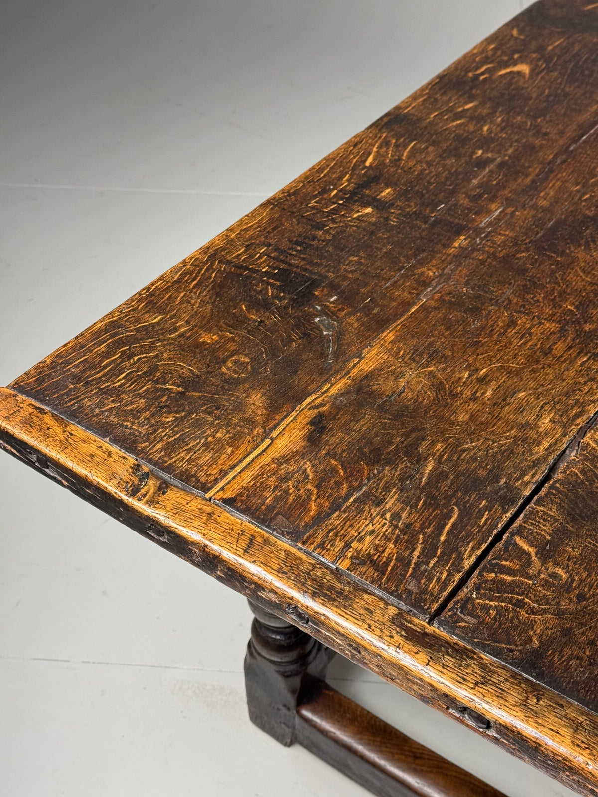 17th Century Oak Refectory Table with Carved Leaf Rail, photo 14