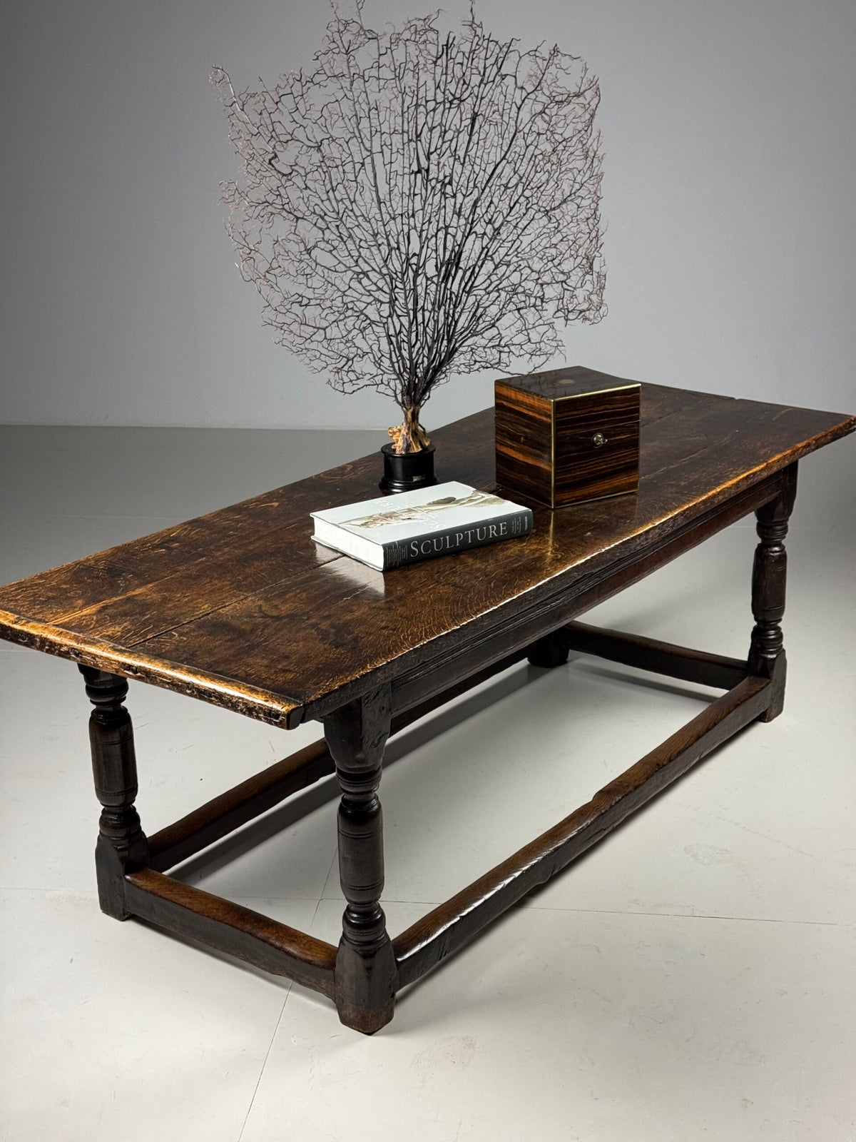 17th Century Oak Refectory Table with Carved Leaf Rail, photo 8