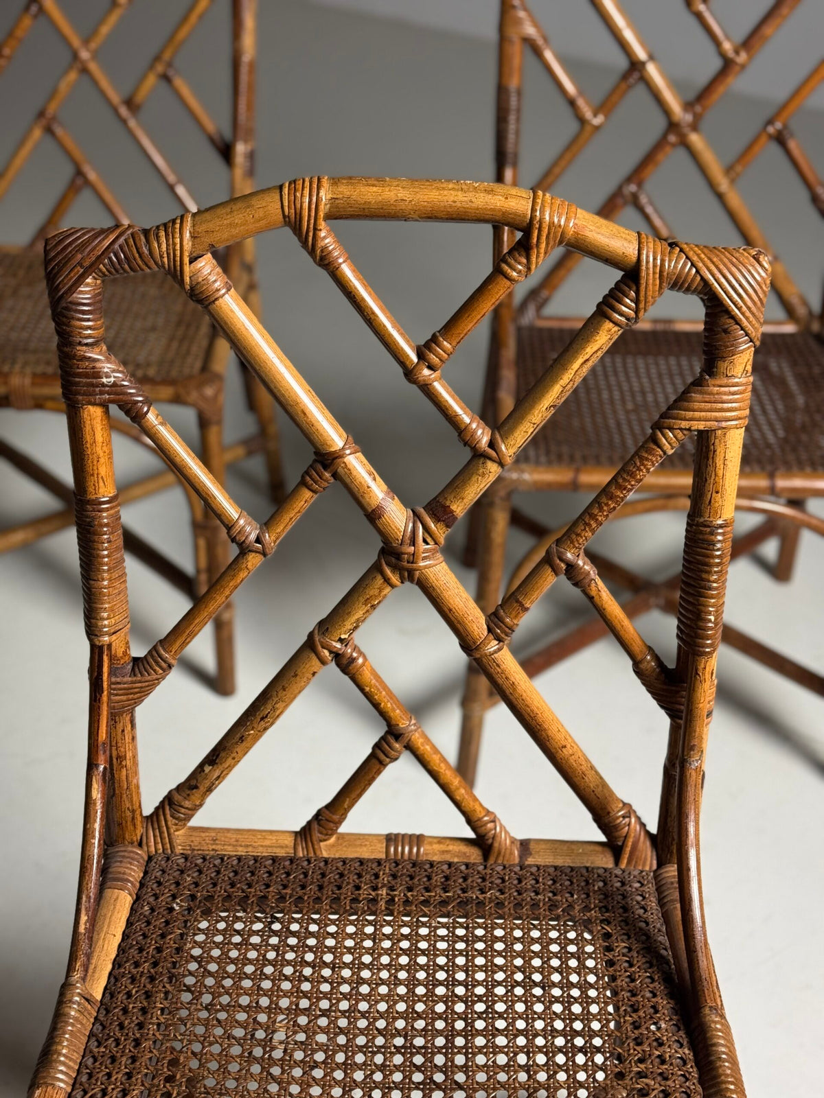 Set of Four French Bamboo Dining Chairs, 20th Century, photo 11
