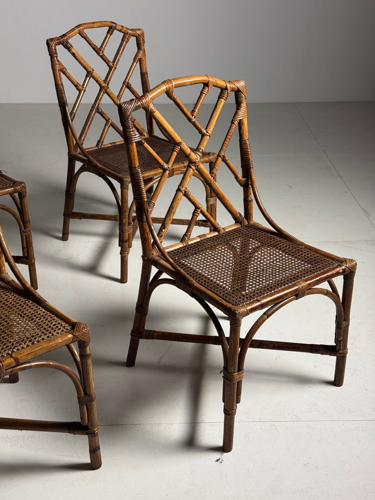 Set of Four French Bamboo Dining Chairs, 20th Century, photo 9