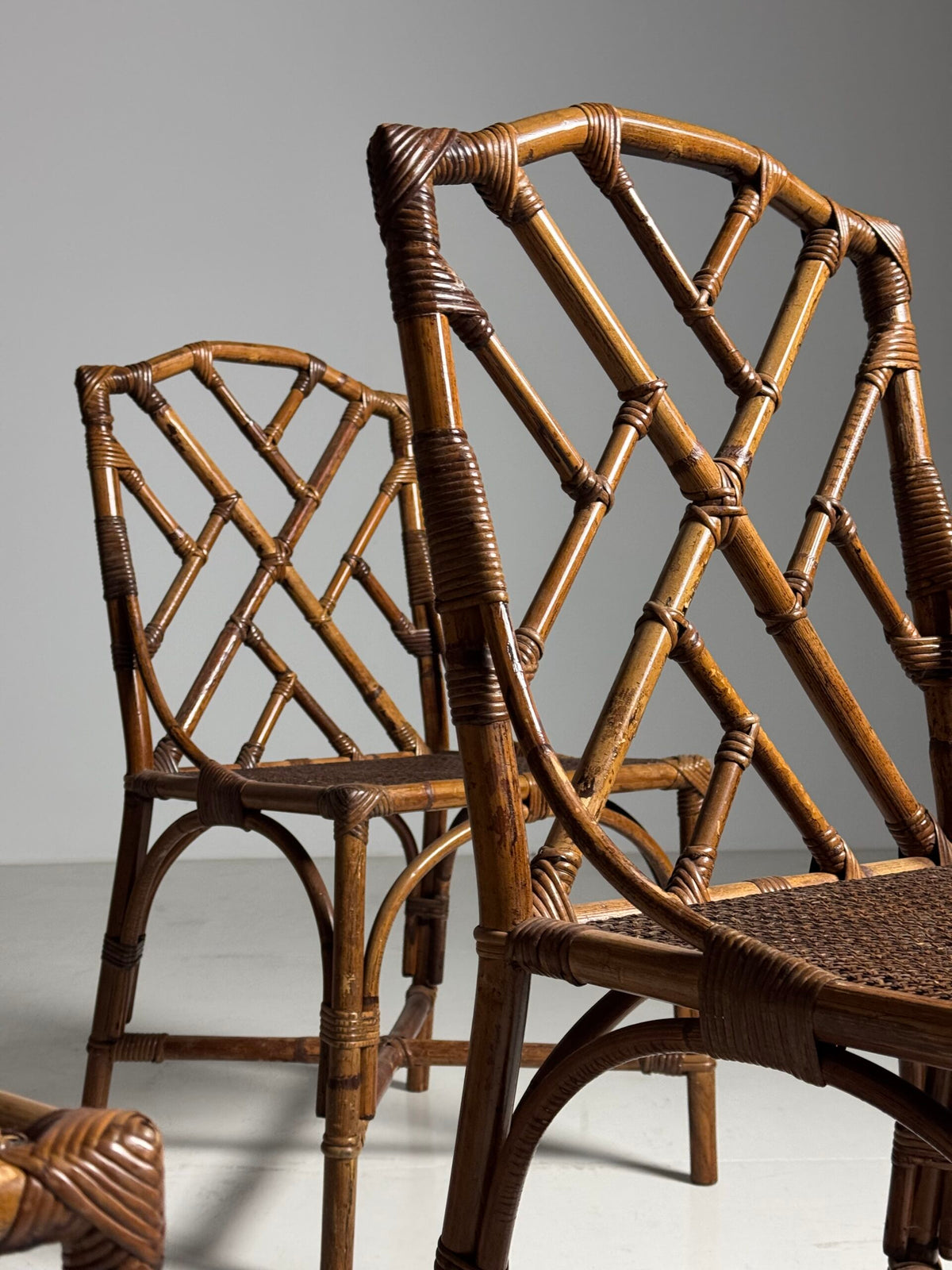 Set of Four French Bamboo Dining Chairs, 20th Century, photo 8