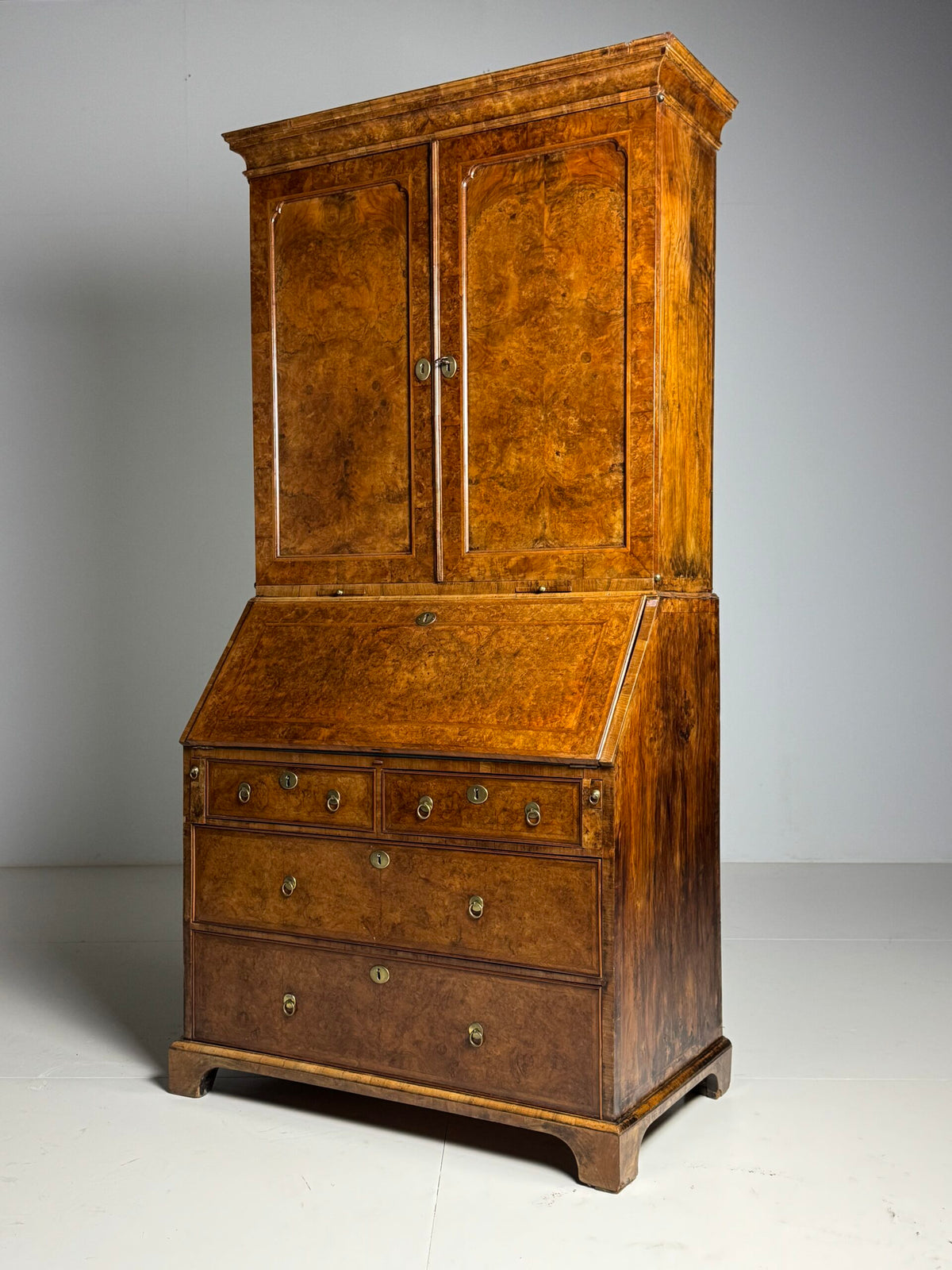 English Burr Walnut Bureau Bookcase, Early 19th Century, photo 2