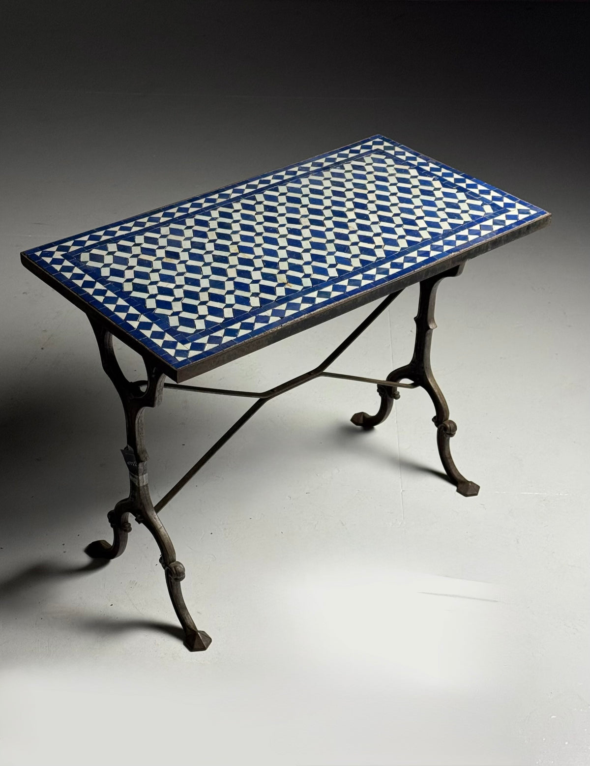 Early 20th Century Cast Iron Console Table with Mosaic Tile Top, photo 1