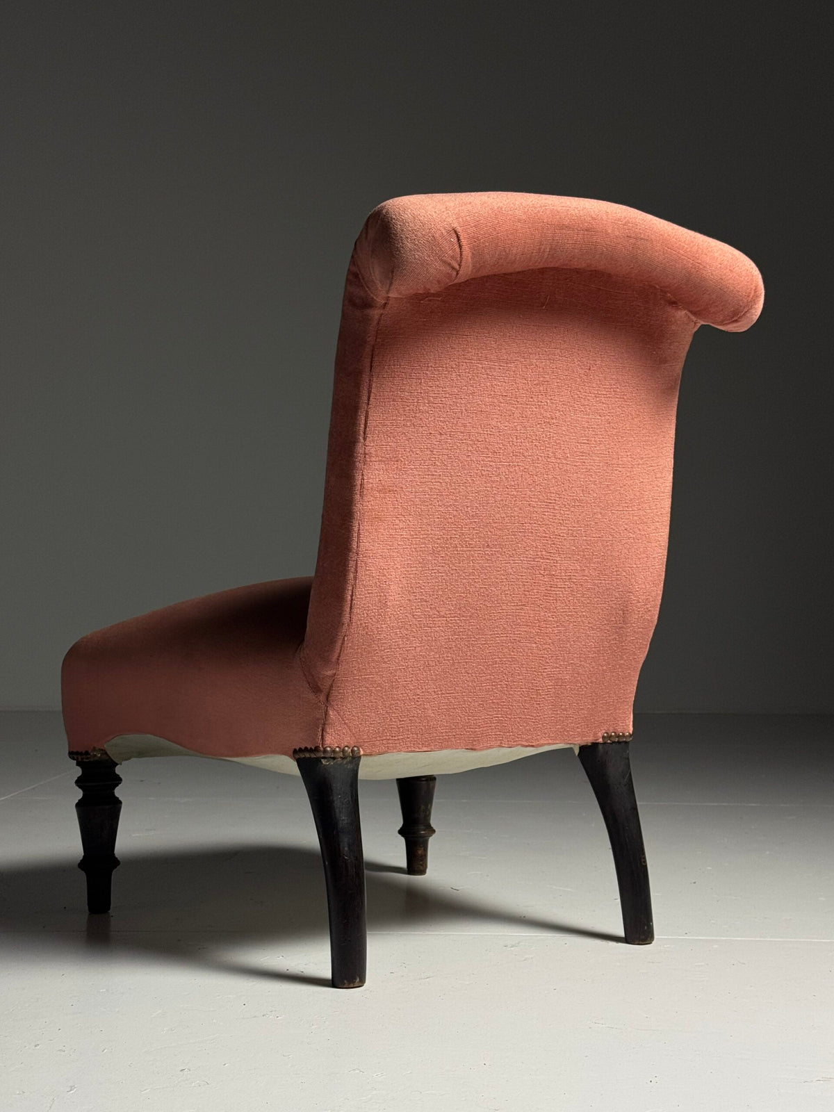Pair of French Napoleon III Slipper Chairs in Pink Velvet, photo 2