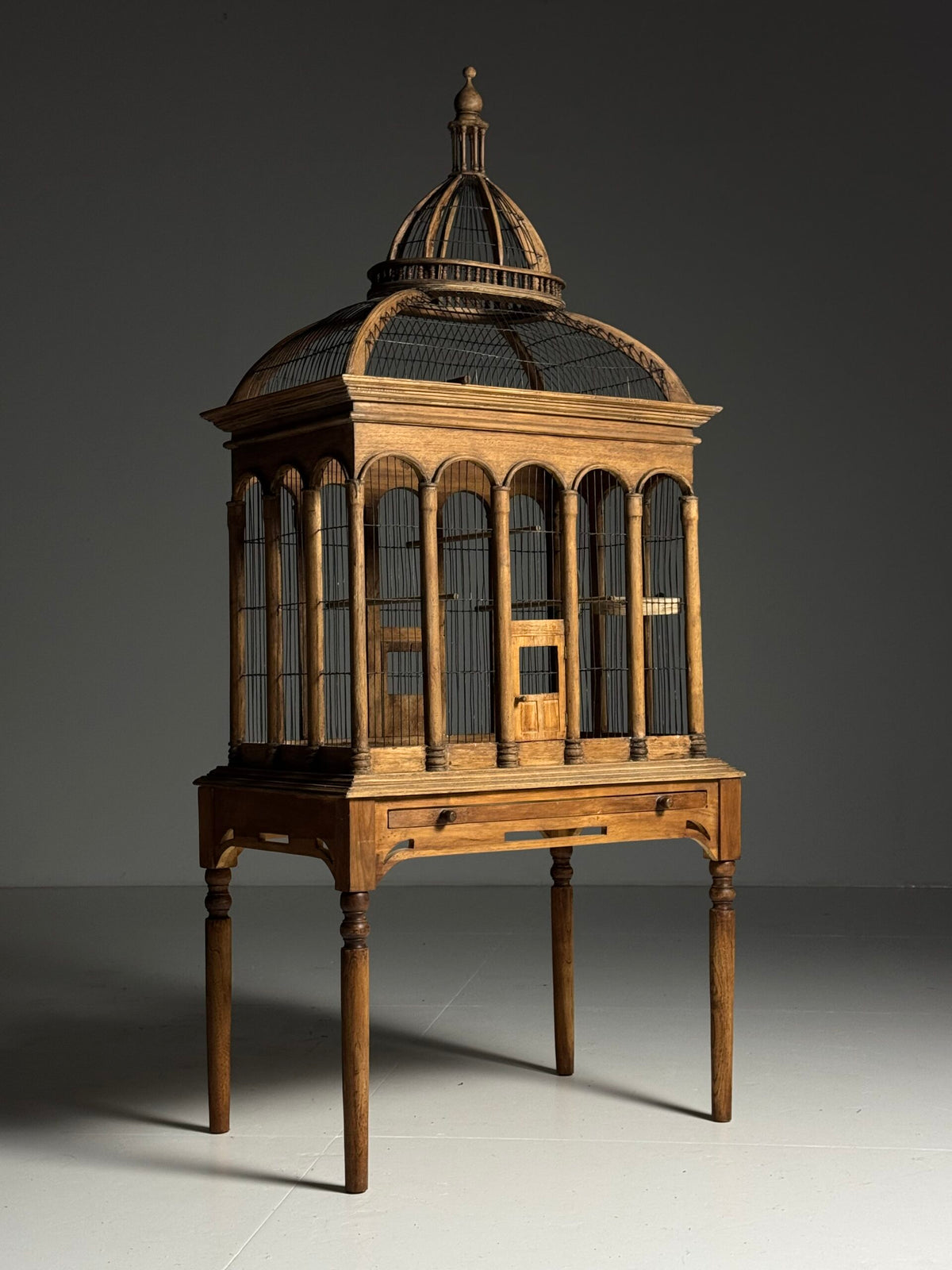 Vintage Solid Teak Birdcage on Legs, photo 1