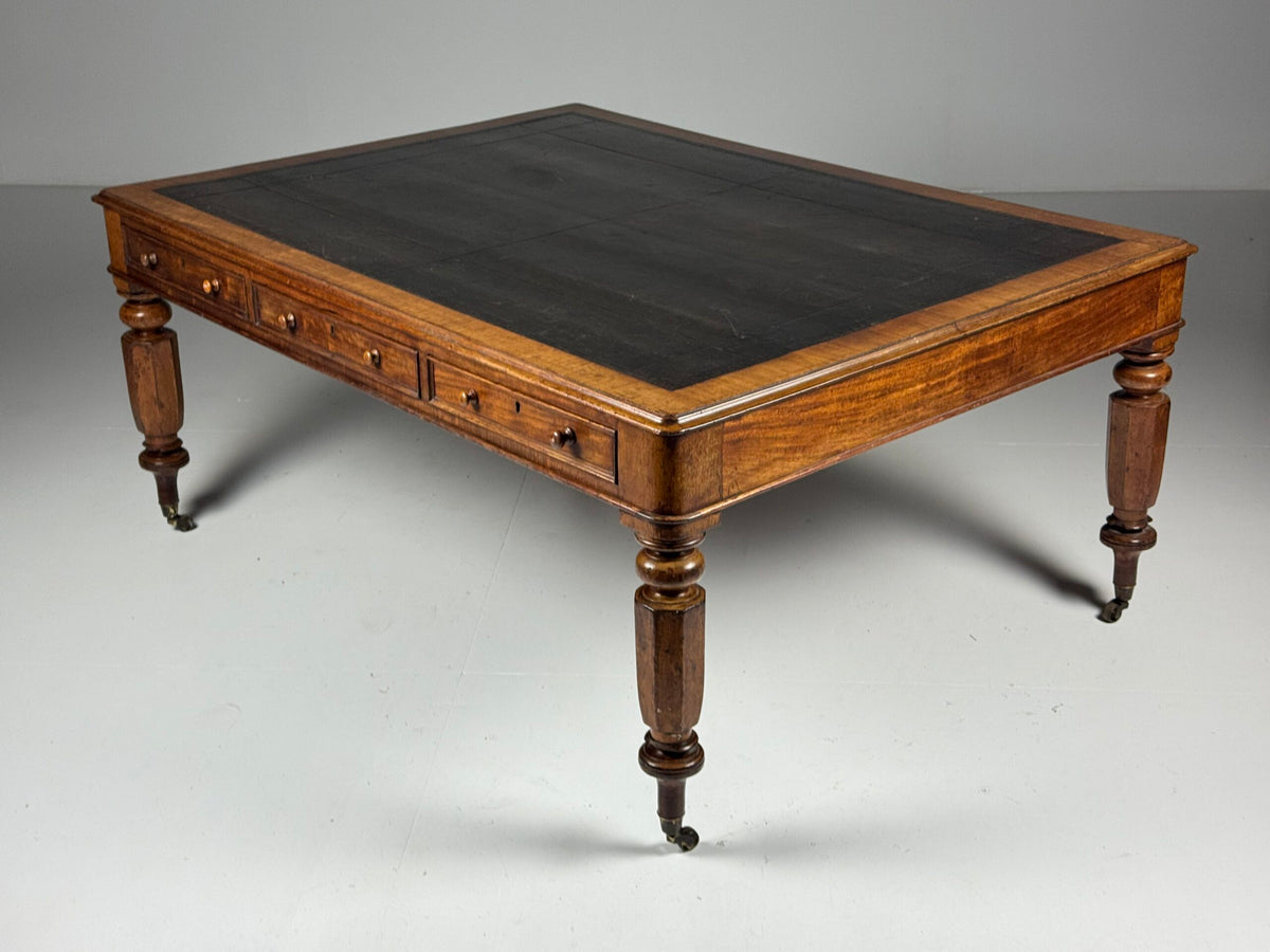English Mahogany Partners Desk, circa 1880 to 1900, photo 28