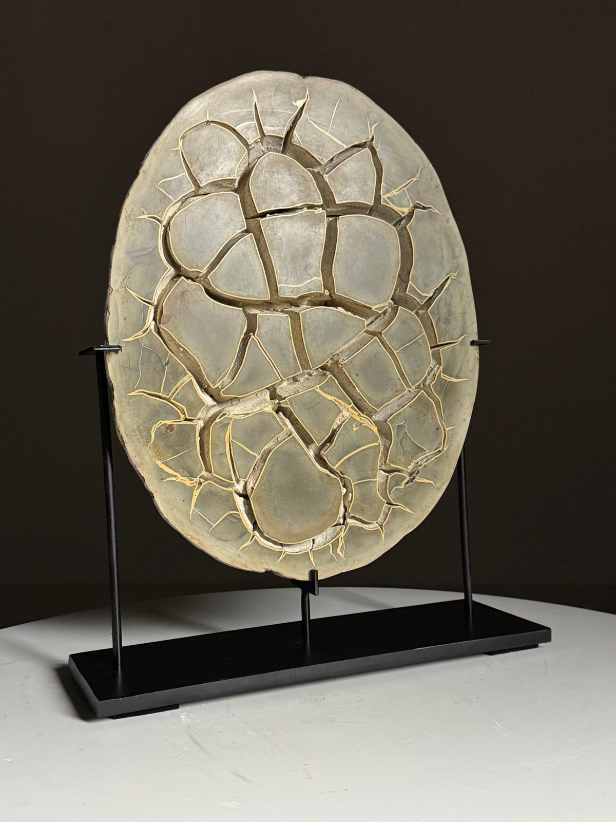 Septaria Nodule Cross Section on Metal Stand, photo 11