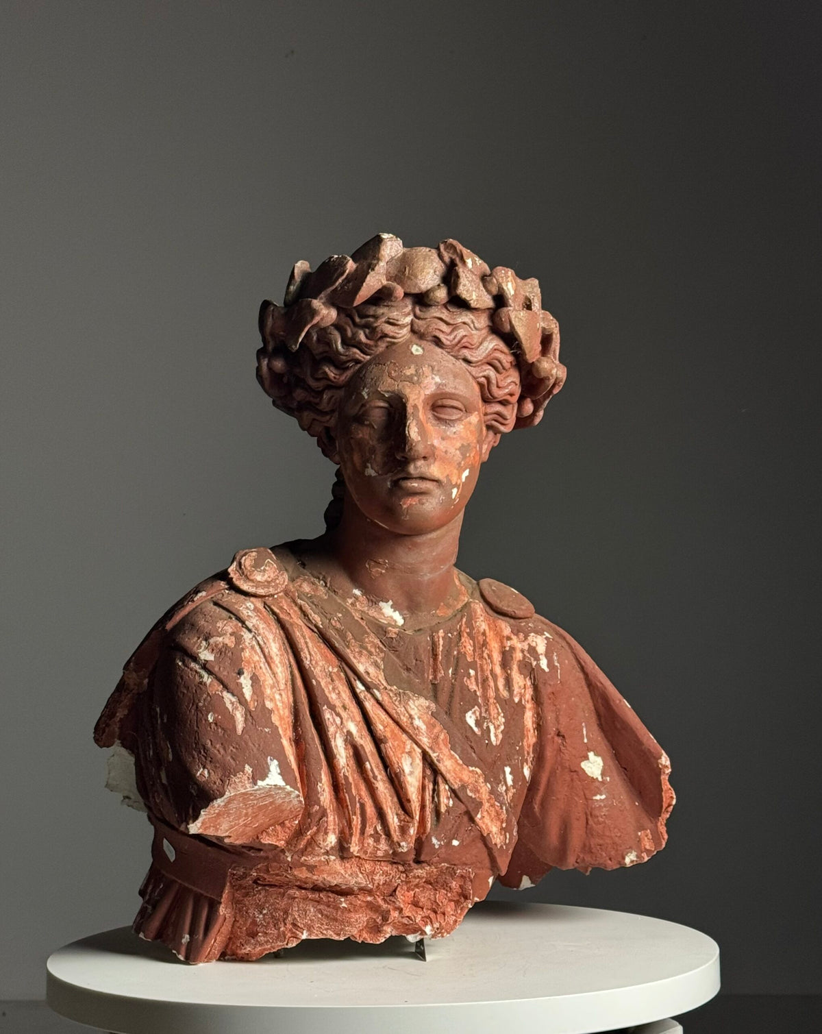 Plaster Statue of a Greek Goddess, Terracotta Painted, Early 20th Century, photo 2