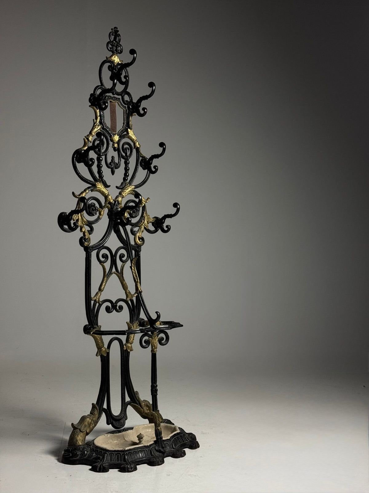 French Cast Iron Hall Stand with Umbrella Holder, 19th Century, photo 2