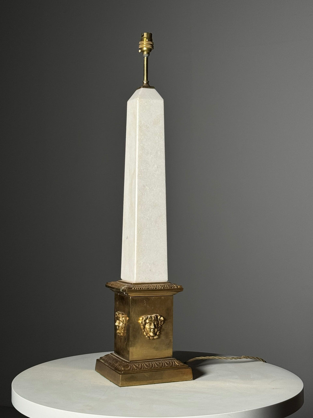 Neoclassical Marble Obelisk Table Lamp with Brass Base, 1970s, photo 11