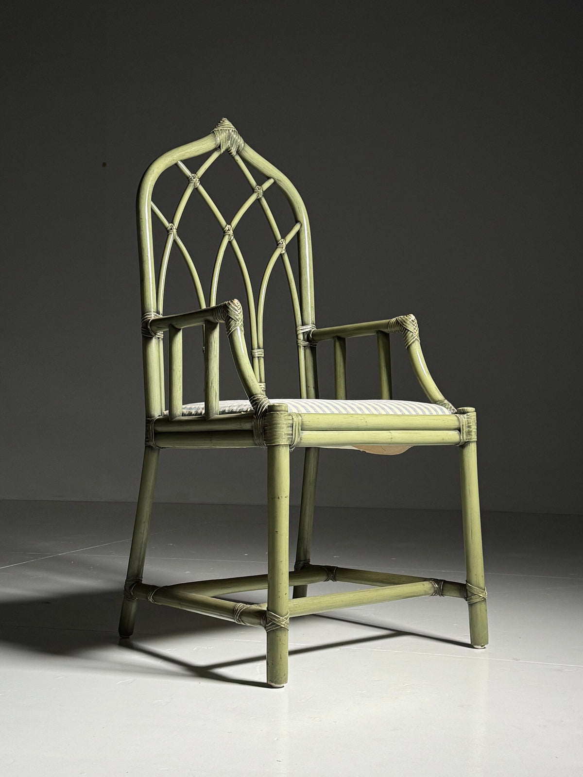 Olive Green Bamboo Armchair, circa 1980, photo 1