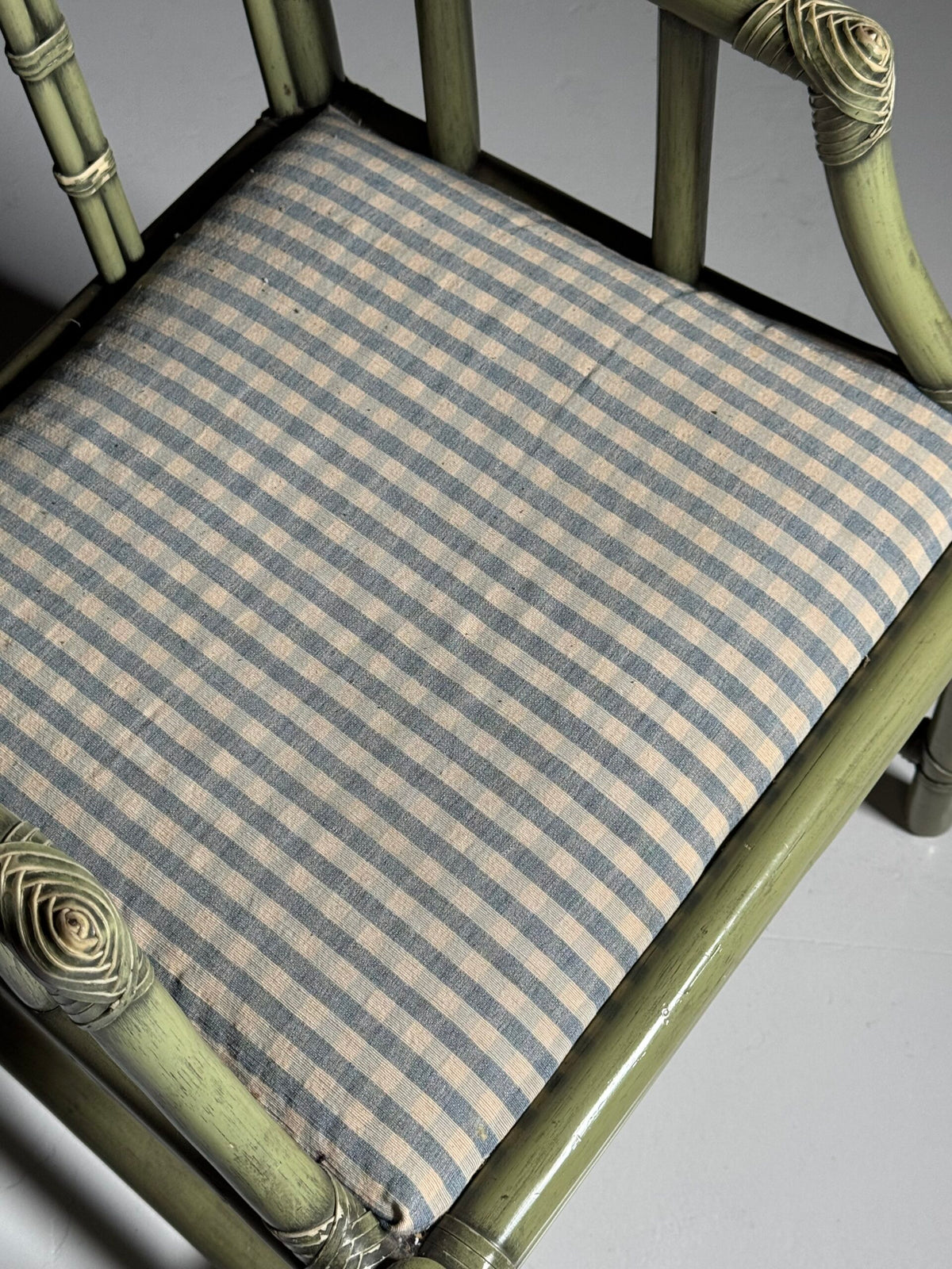 Olive Green Bamboo Armchair, circa 1980, photo 9