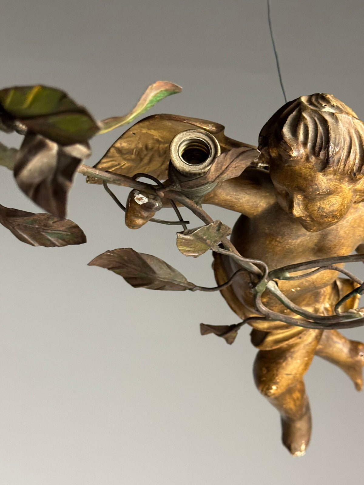 Pair of Giltwood Putti Lamps, France or Italy, 19th Century, photo 3