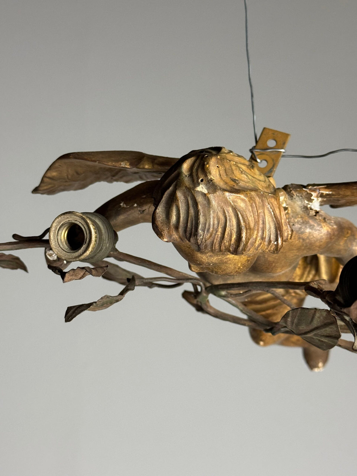 Pair of Giltwood Putti Lamps, France or Italy, 19th Century, photo 5