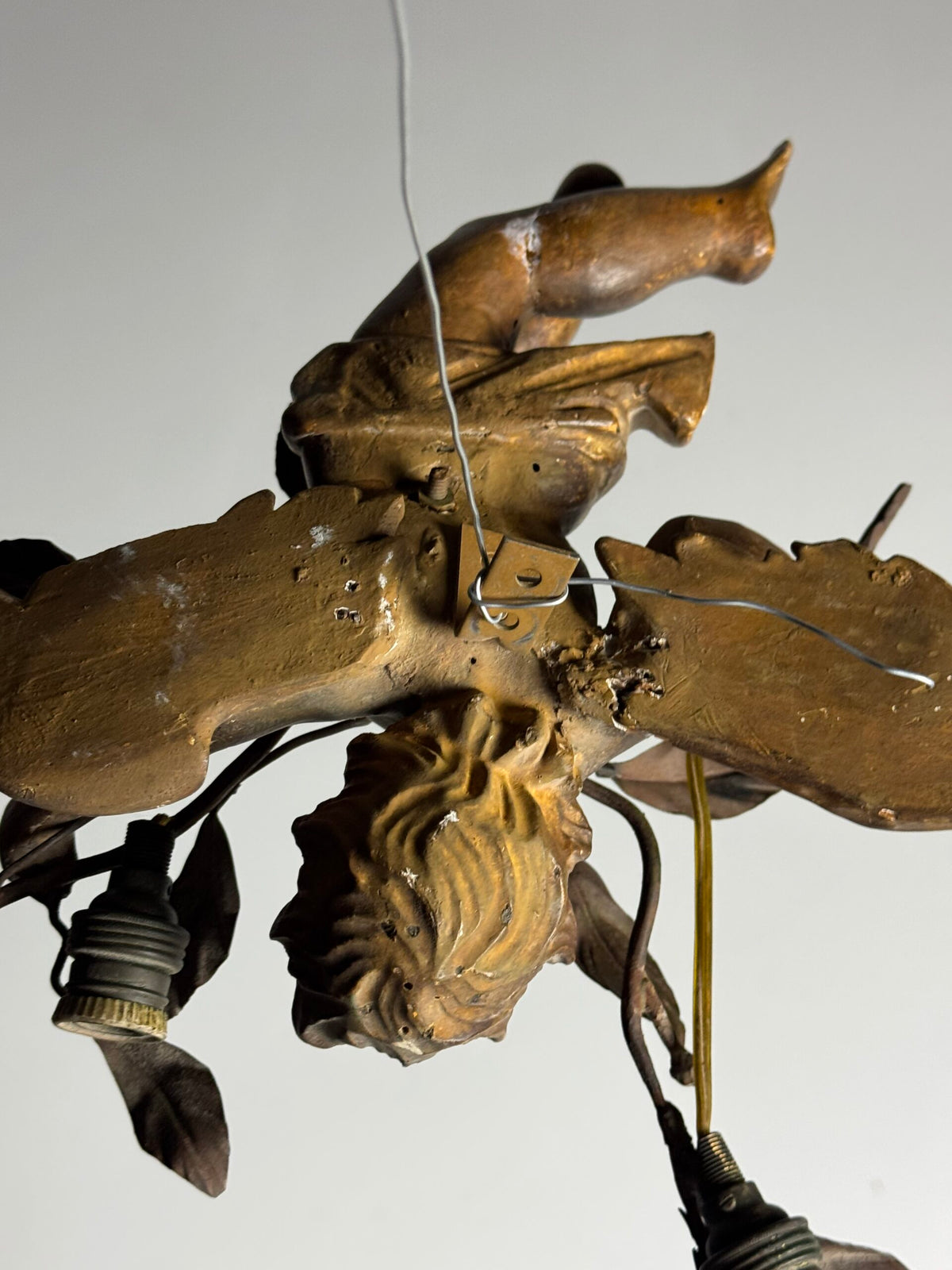 Pair of Giltwood Putti Lamps, France or Italy, 19th Century, photo 7