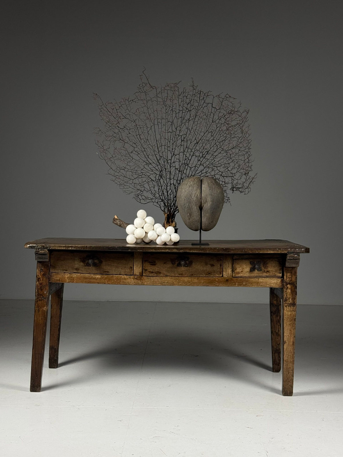 Spanish Walnut Table with Three Drawers, 18th Century, photo 19