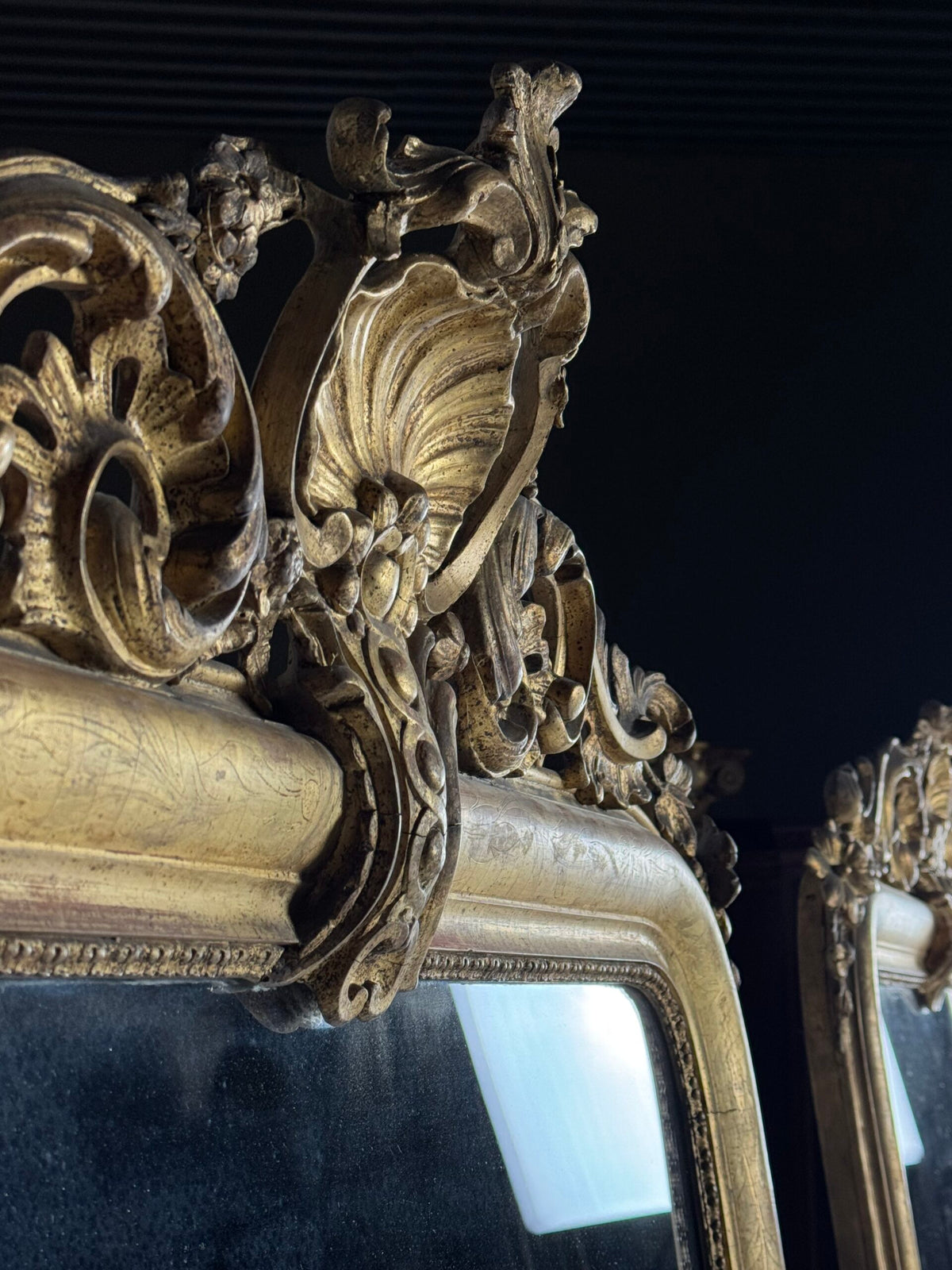 Pair of Large French Giltwood Mantel Mirrors, Mid 19th Century, photo 38