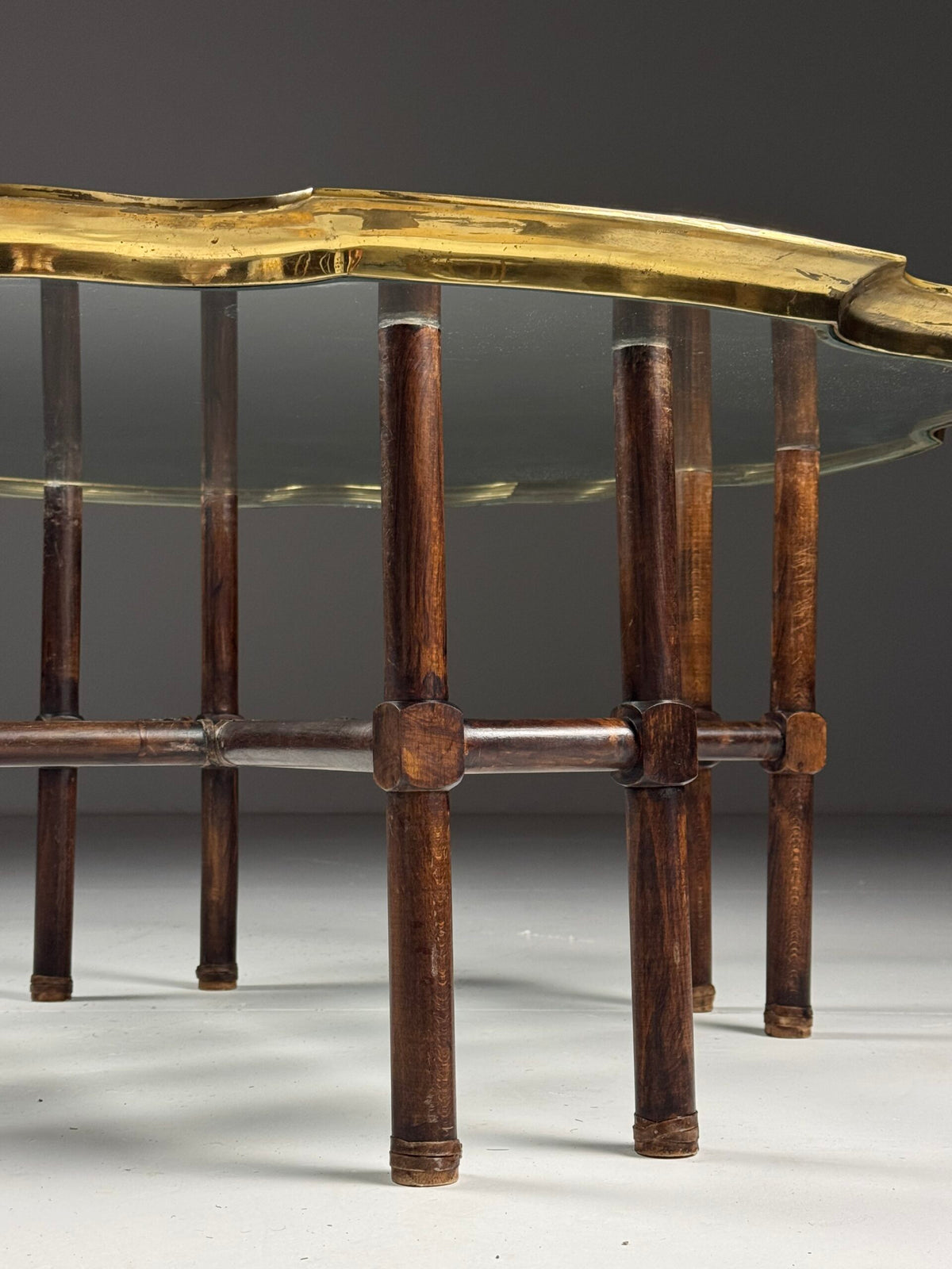 1970s to 1980s Glass Coffee Table with Brass Frame, photo 13