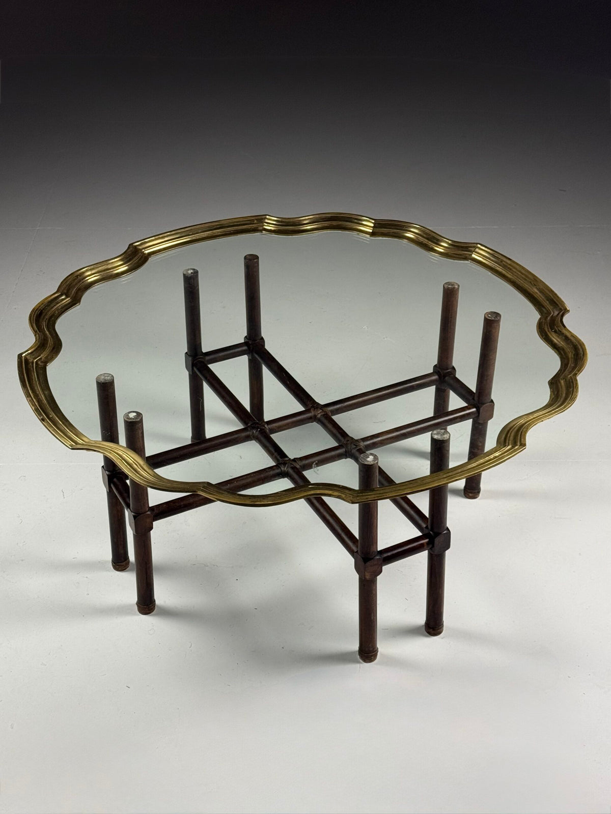 1970s to 1980s Glass Coffee Table with Brass Frame, photo 8