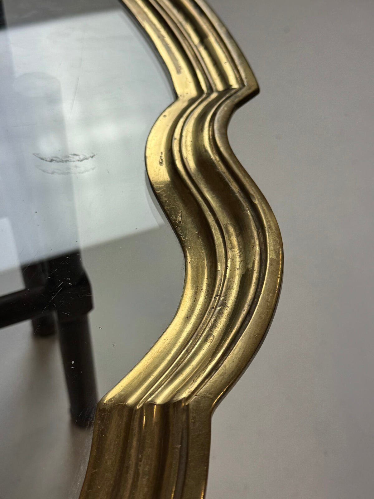 1970s to 1980s Glass Coffee Table with Brass Frame, photo 5