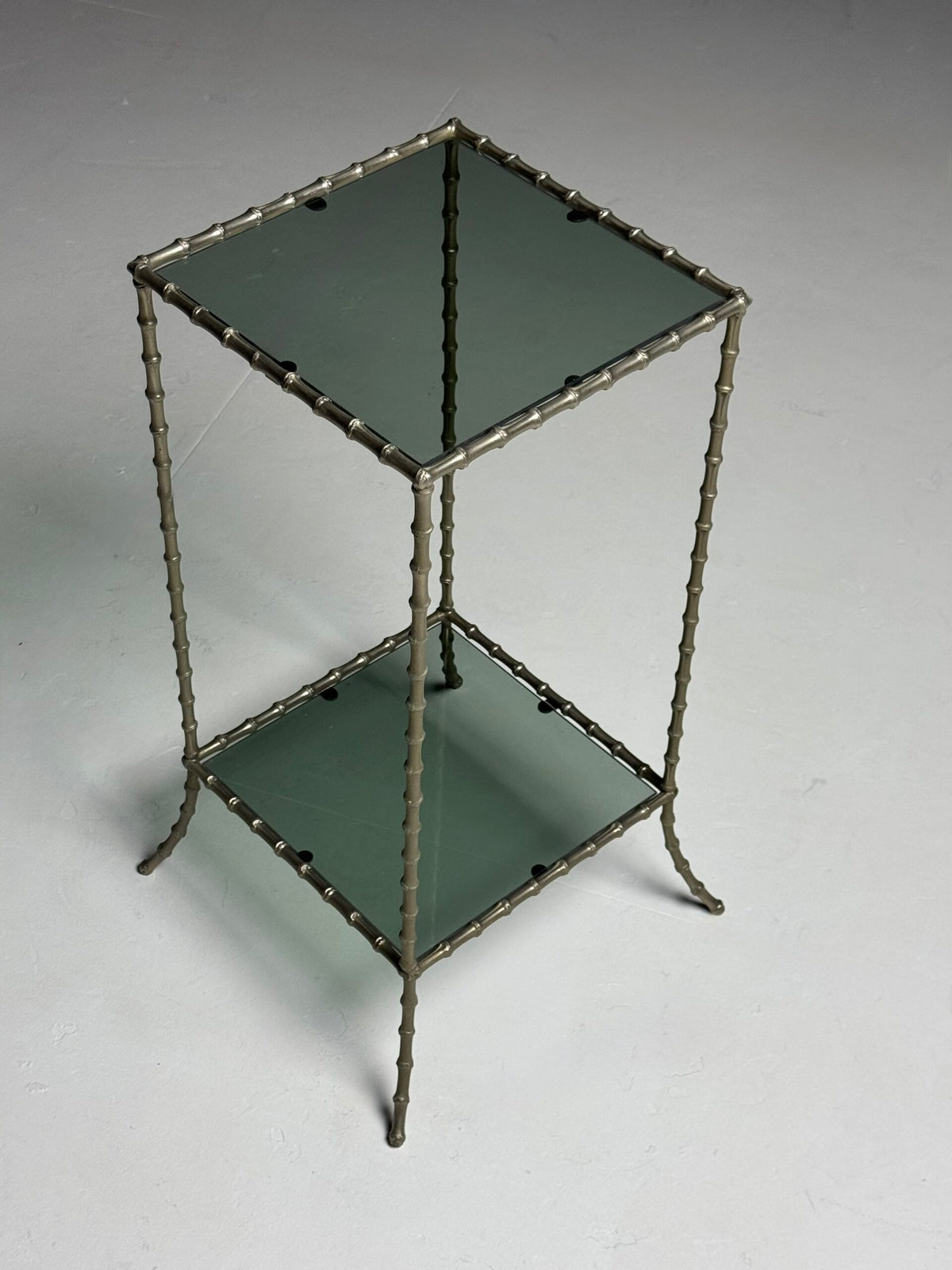 Vintage Faux Bamboo Metal Side Table, France, c. 1970 to 1980, photo 2