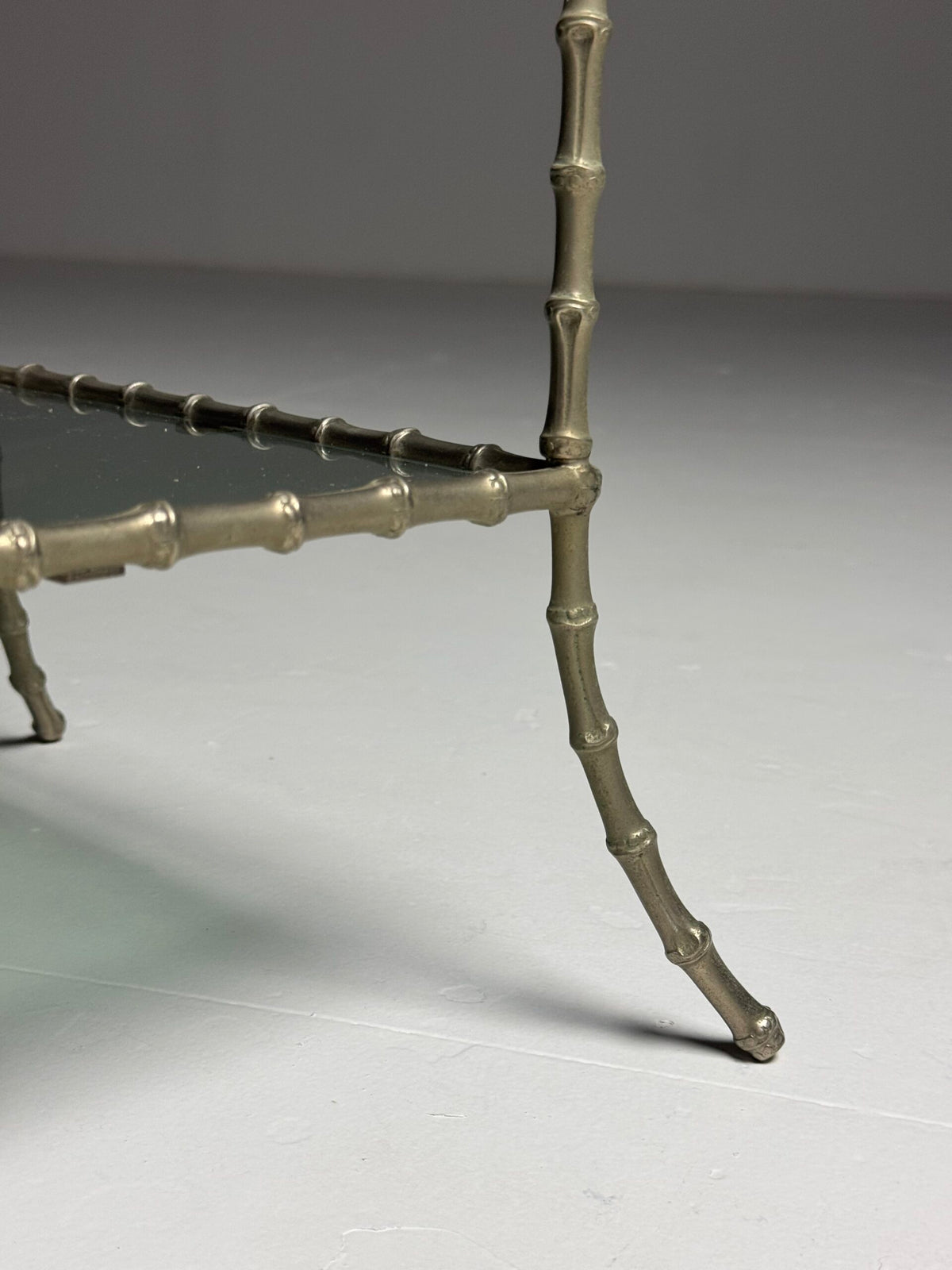 Vintage Faux Bamboo Metal Side Table, France, c. 1970 to 1980, photo 6