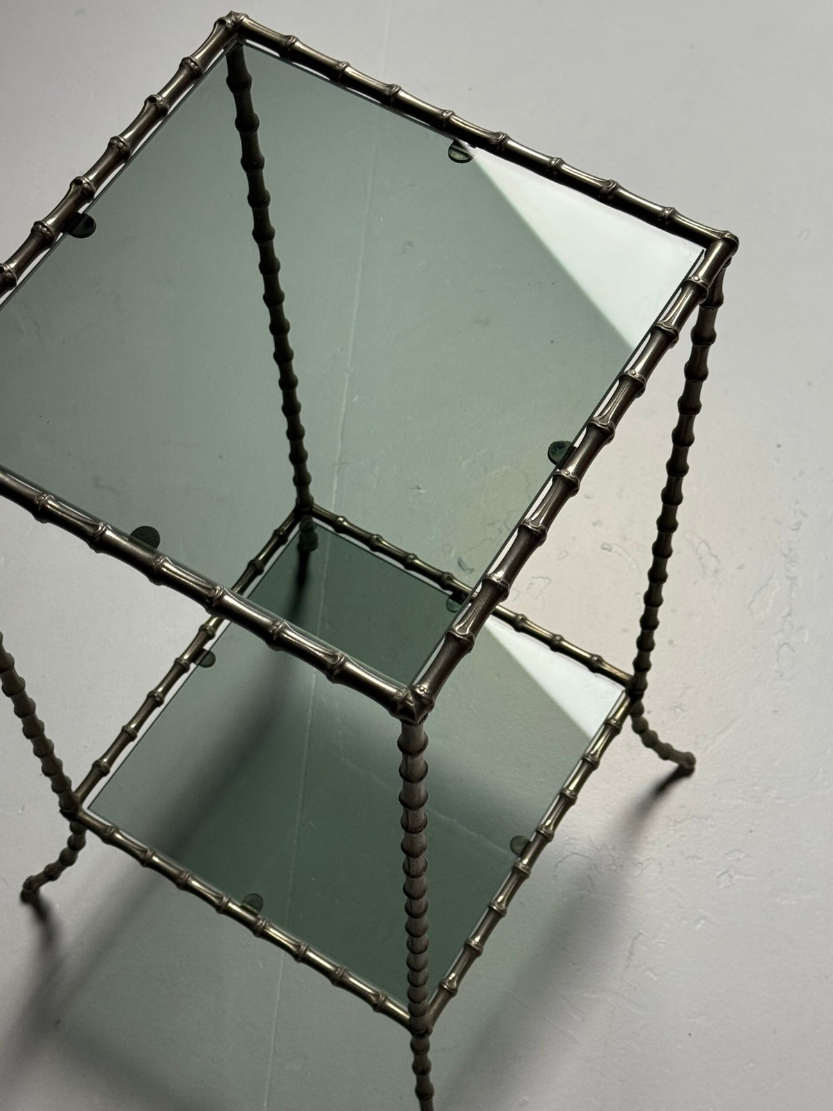 Vintage Faux Bamboo Metal Side Table, France, c. 1970 to 1980, photo 14