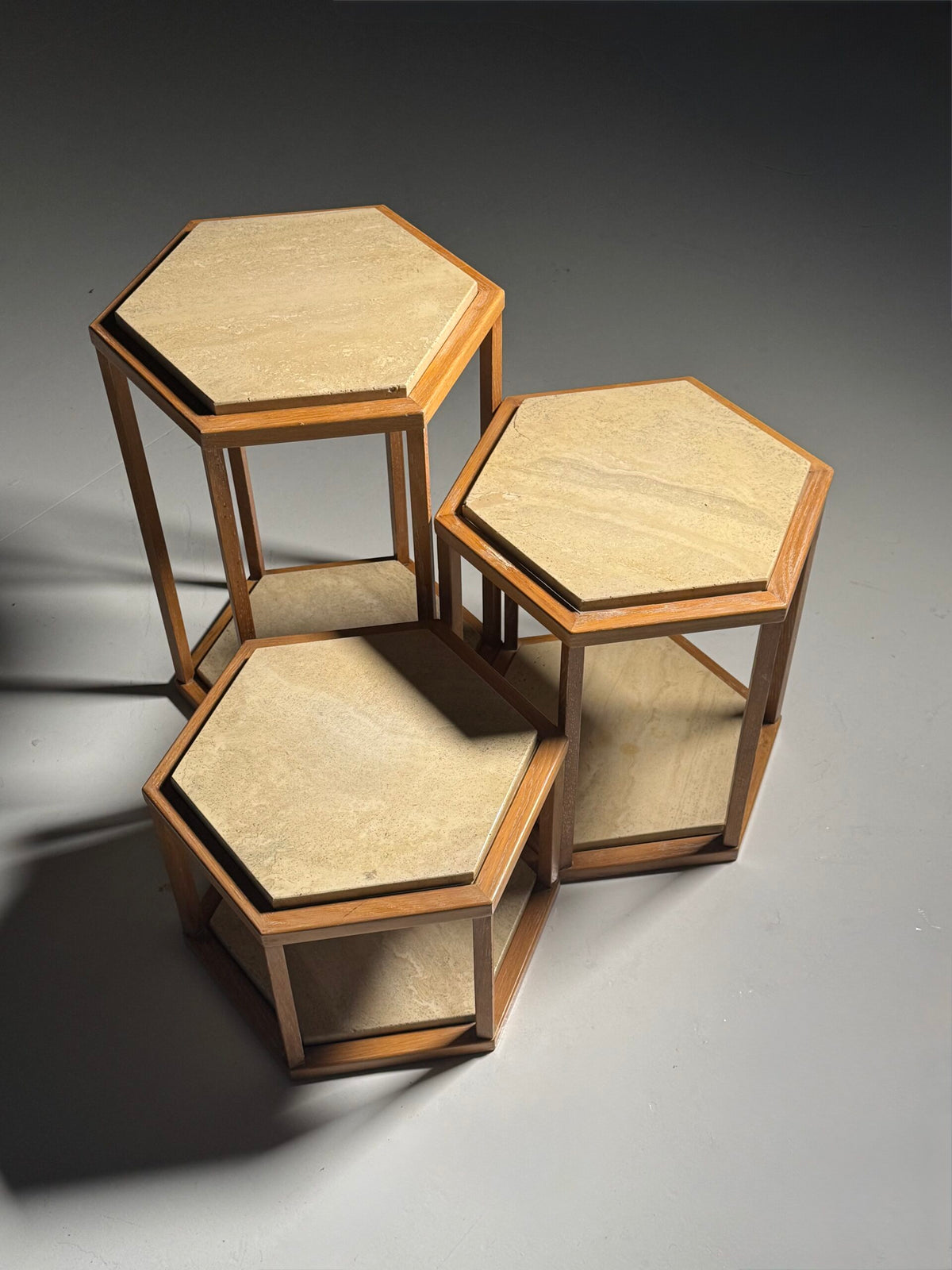 Set of Three Hexagonal Side Tables by Fournier Decoration Paris for Roche Bobois, photo 1