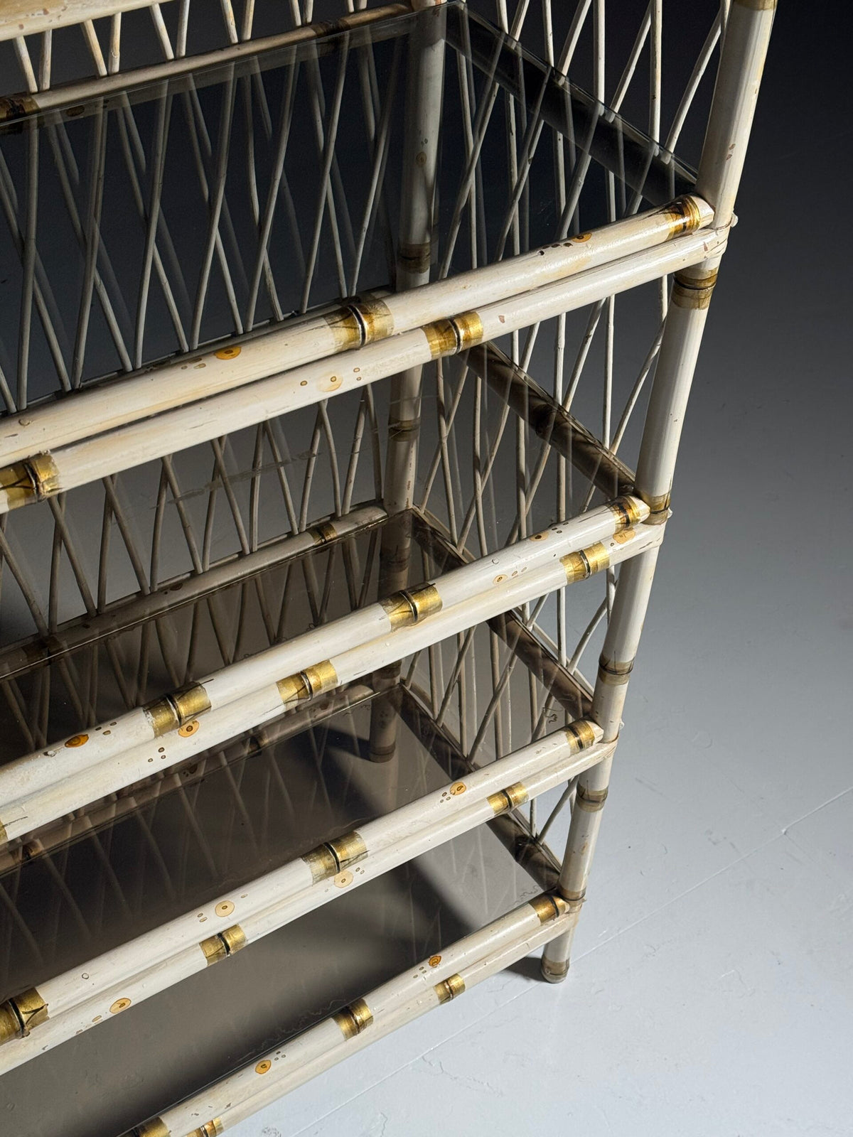 Asian Style White Bamboo Bookcase, England c. 1980, photo 5