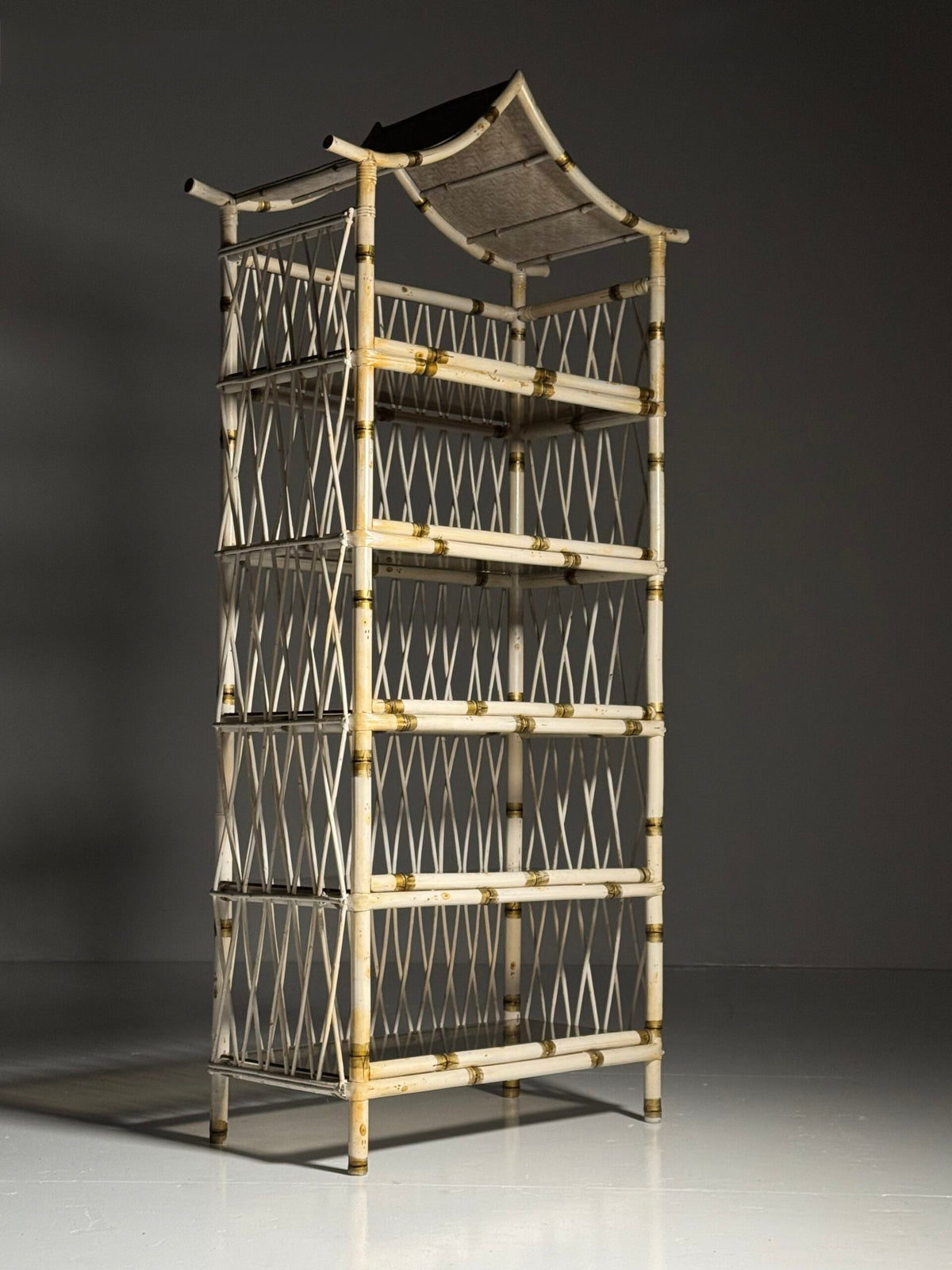 Asian Style White Bamboo Bookcase, England c. 1980, photo 9