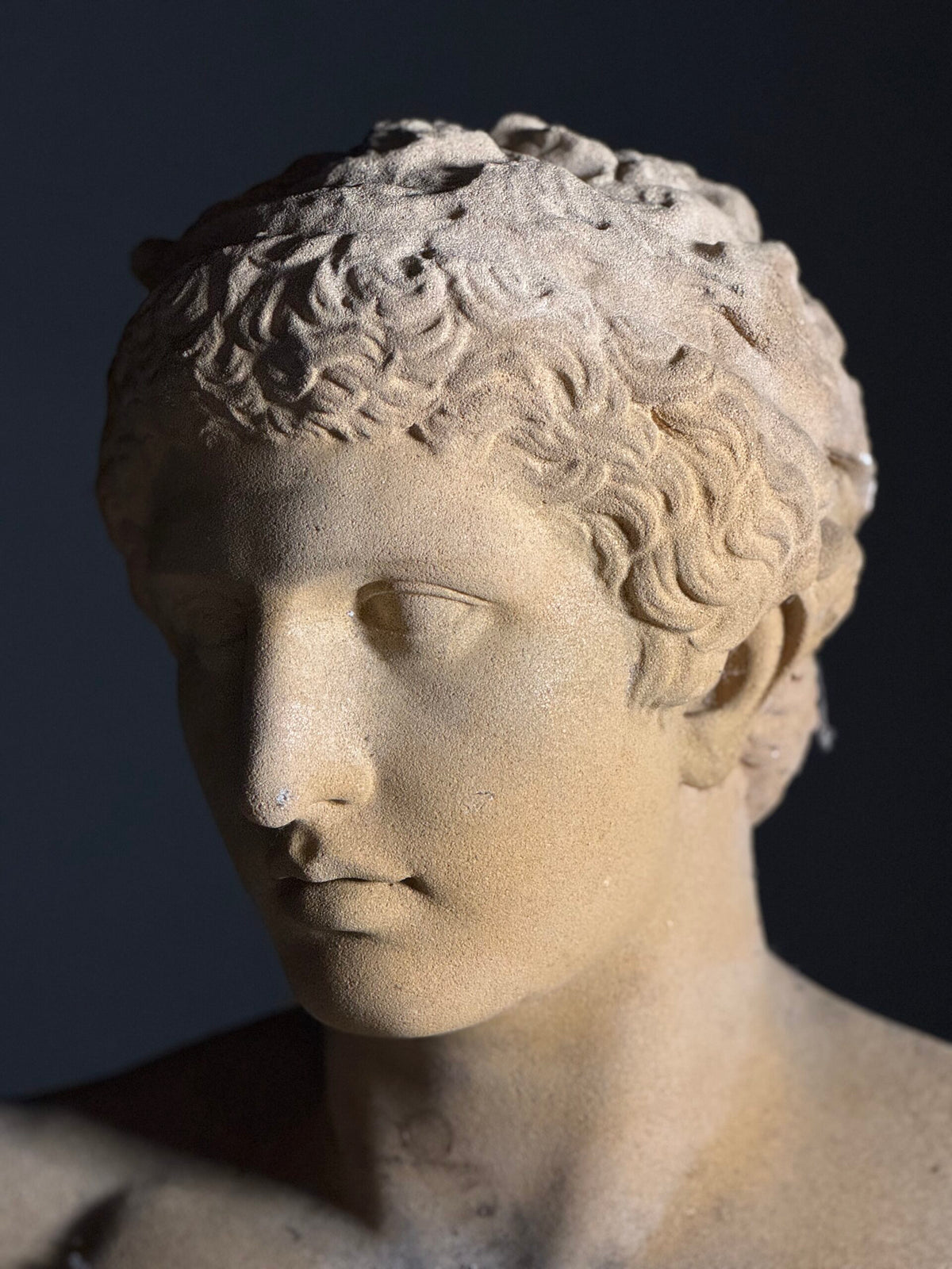 Life-size Bust After Antinous on Fluted Column, 20th Century, photo 4