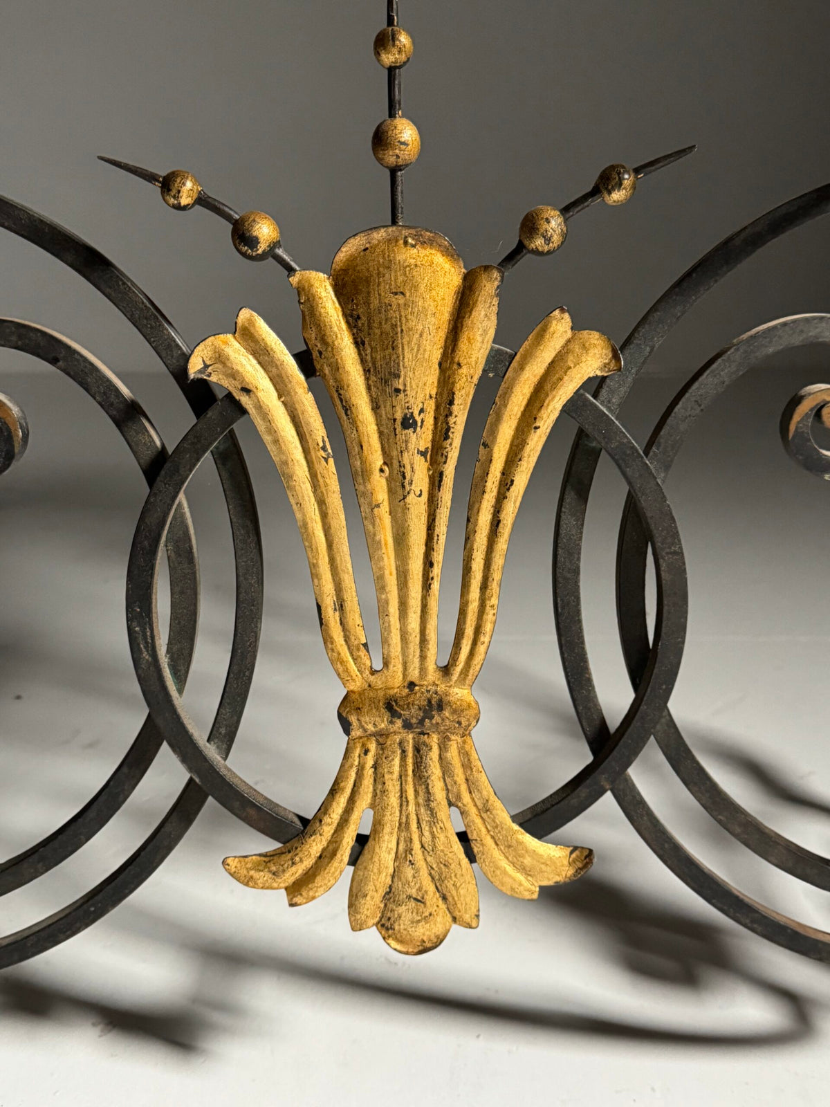 1950s Wrought Iron Console Table with Carrara Marble Top, photo 5
