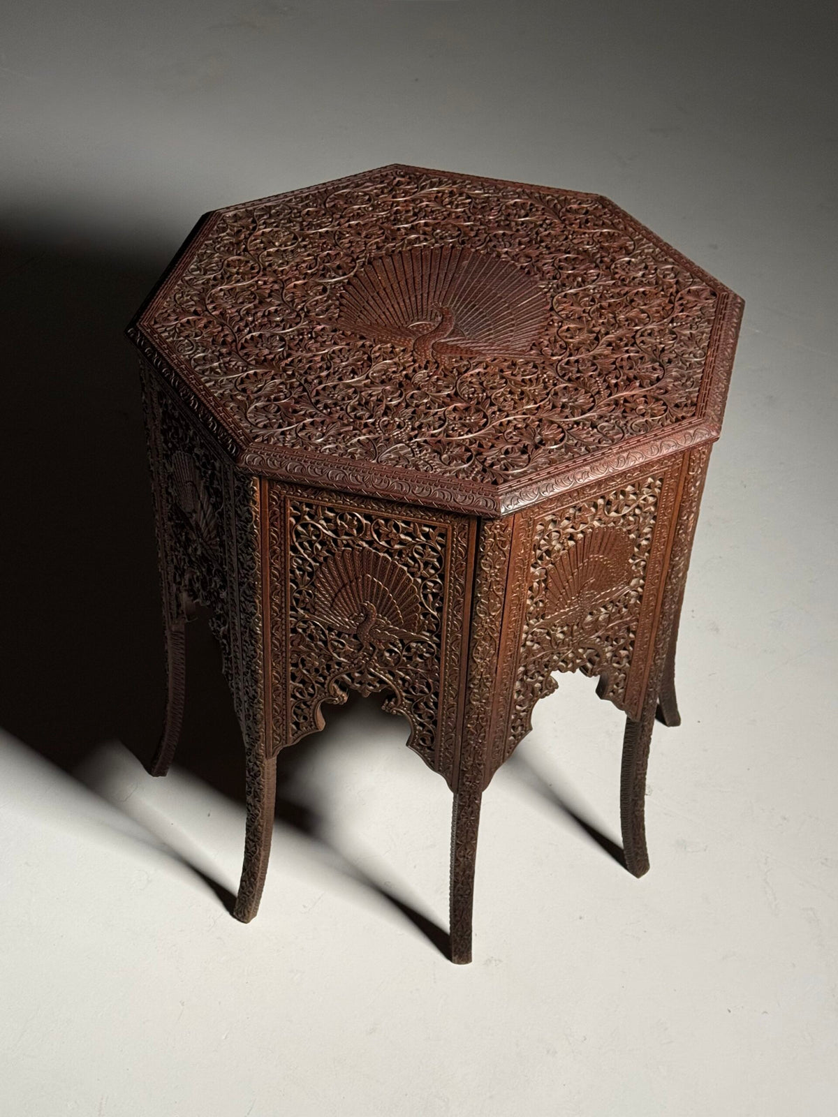 Indian Carved Hardwood Side Table, circa 1900 to 1920, photo 15