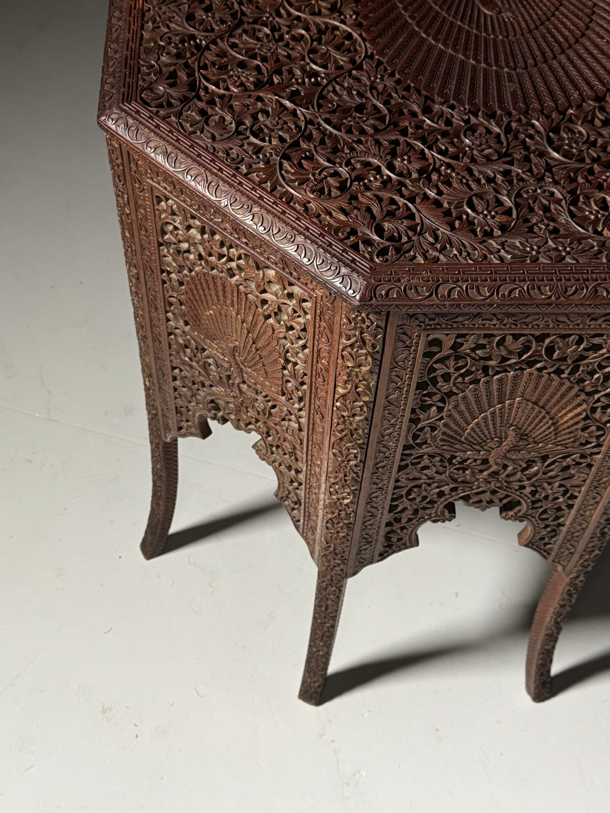 Indian Carved Hardwood Side Table, circa 1900 to 1920, photo 9