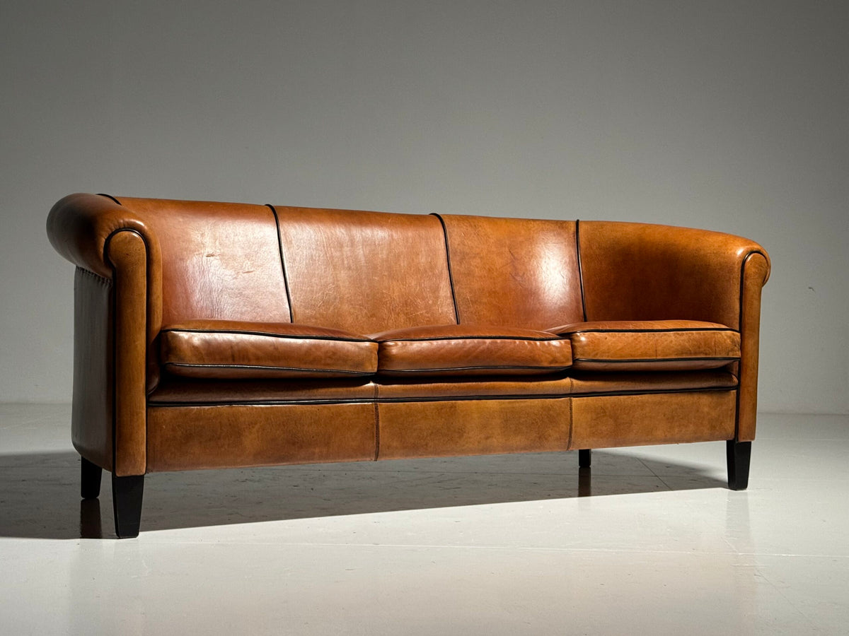 Lounge Atelier Sheepskin Leather Three Seater Sofa, Chesterfield Style, photo 8