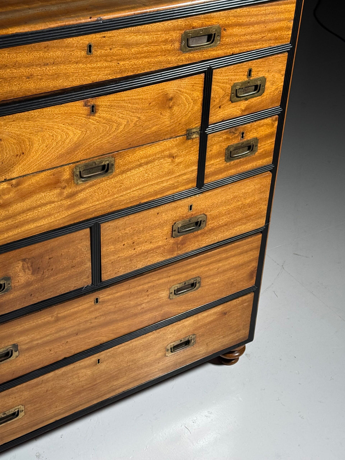English Military Campaign Chest of Drawers with Fold-Out Desk, 19th Century, photo 6