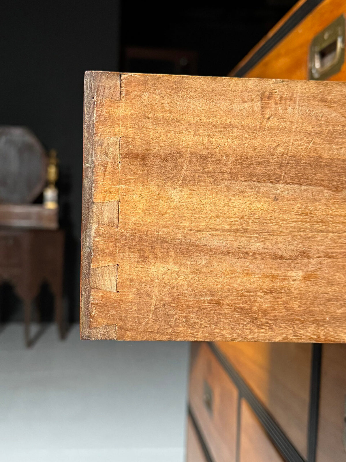 English Military Campaign Chest of Drawers with Fold-Out Desk, 19th Century, photo 13