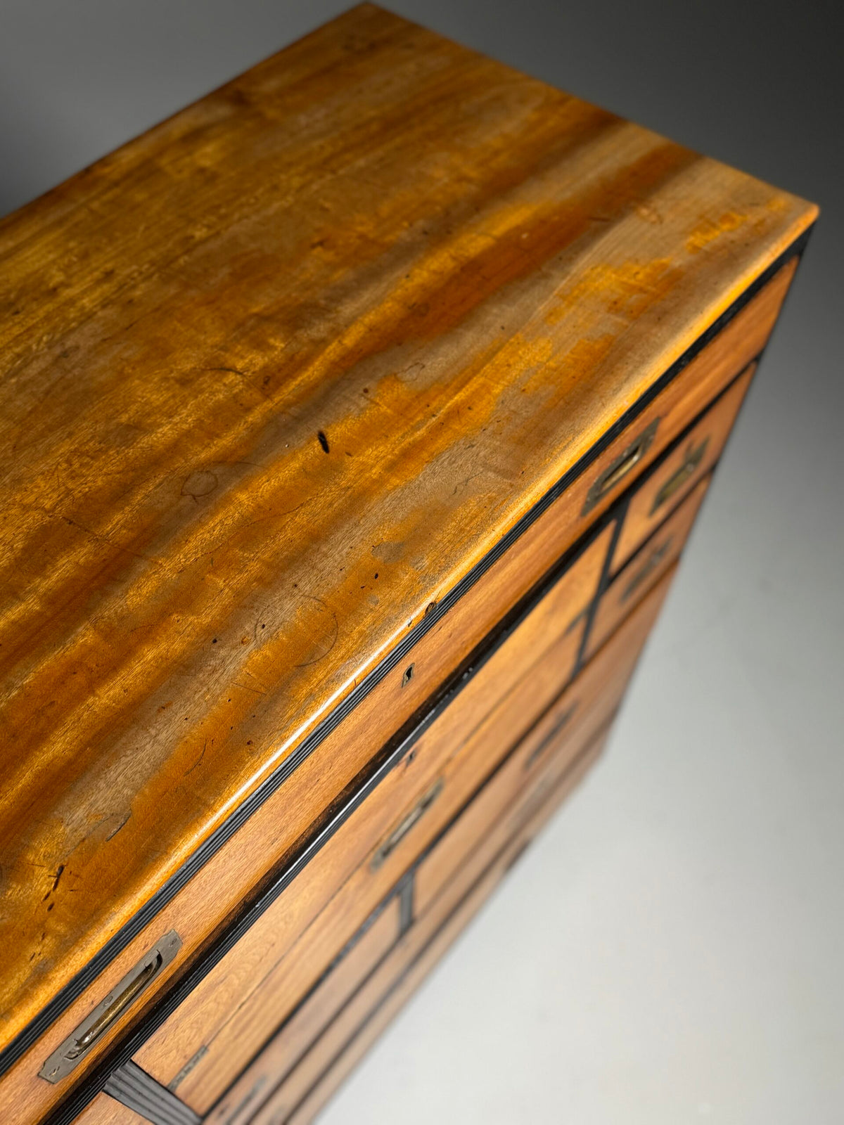 English Military Campaign Chest of Drawers with Fold-Out Desk, 19th Century, photo 27