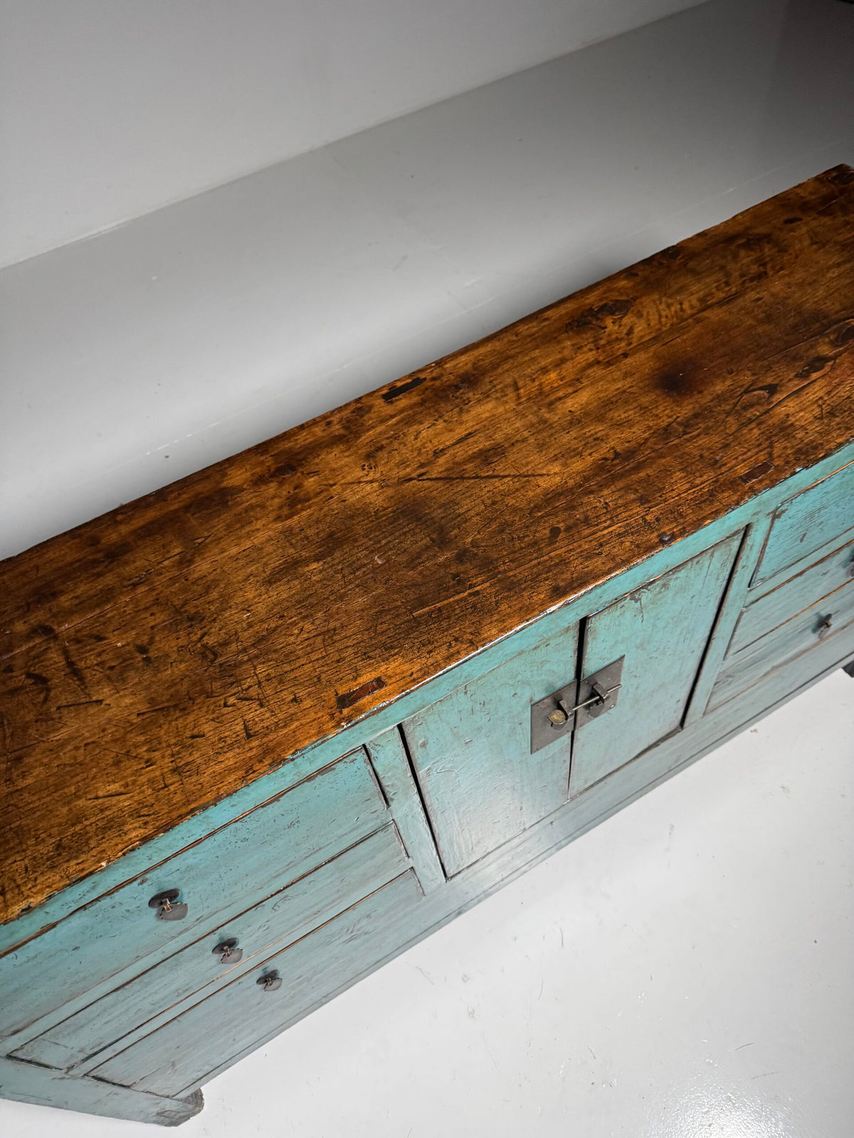 Blue Lacquered Asian Sideboard, Late 20th Century, photo 13