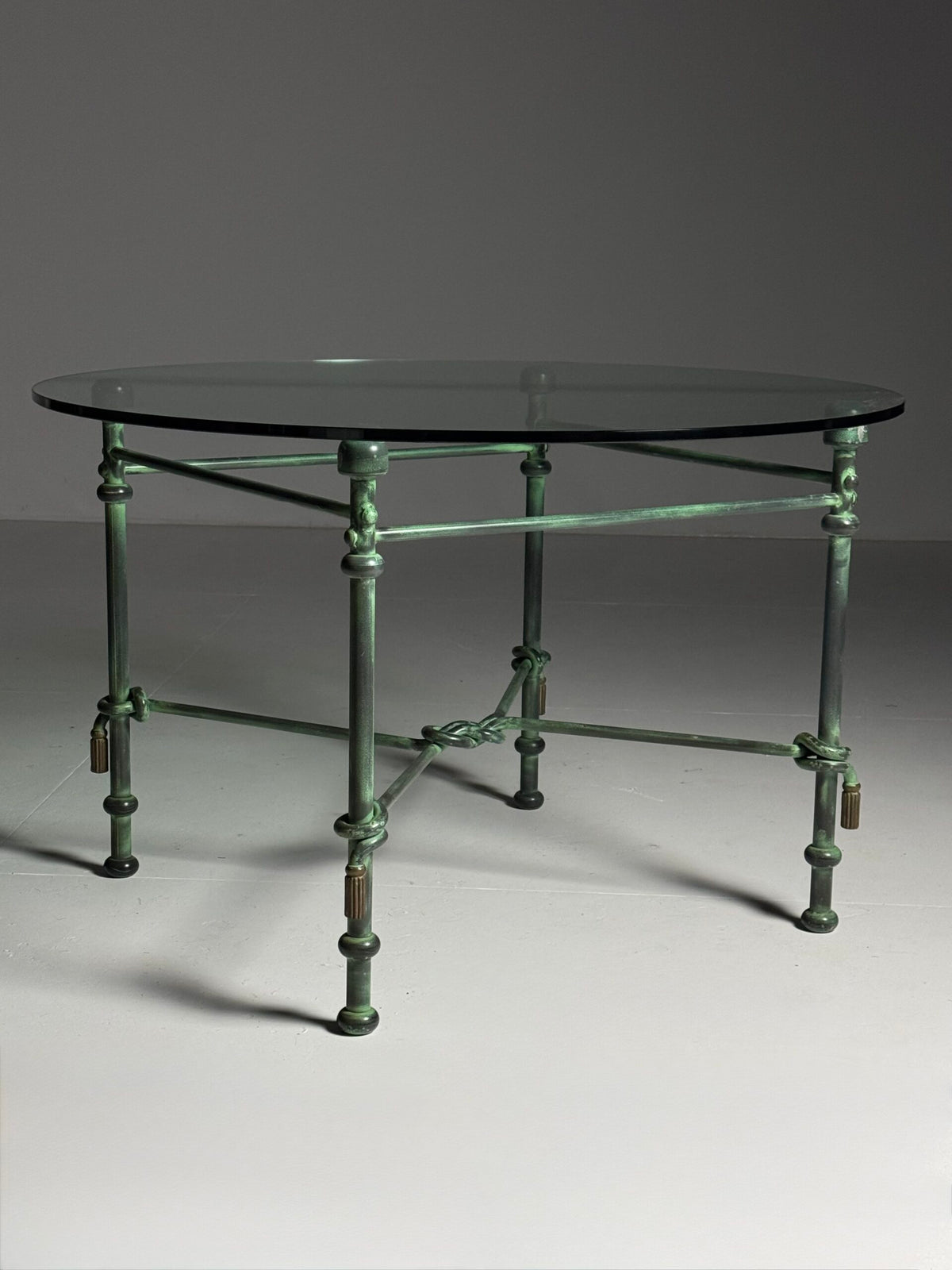 Vintage Rope Center Table with Tassels and Glass Top, 1980 to 1990, photo 5