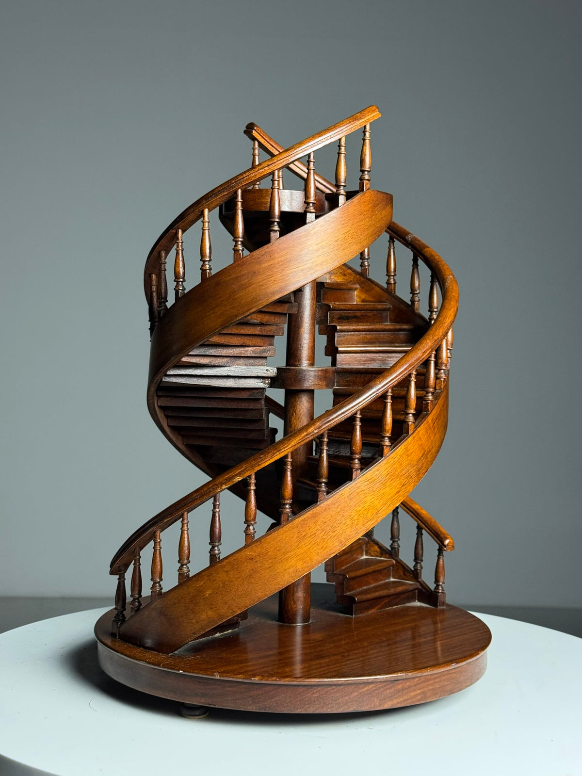 Mid 20th Century Mahogany Double Spiral Staircase Model, photo 12