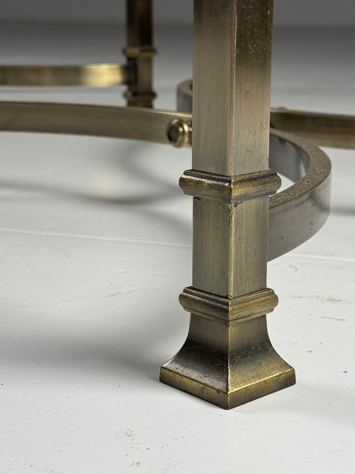 Pair of Gold Coloured Metal Side Tables with Glass Tops, Belgium, photo 7
