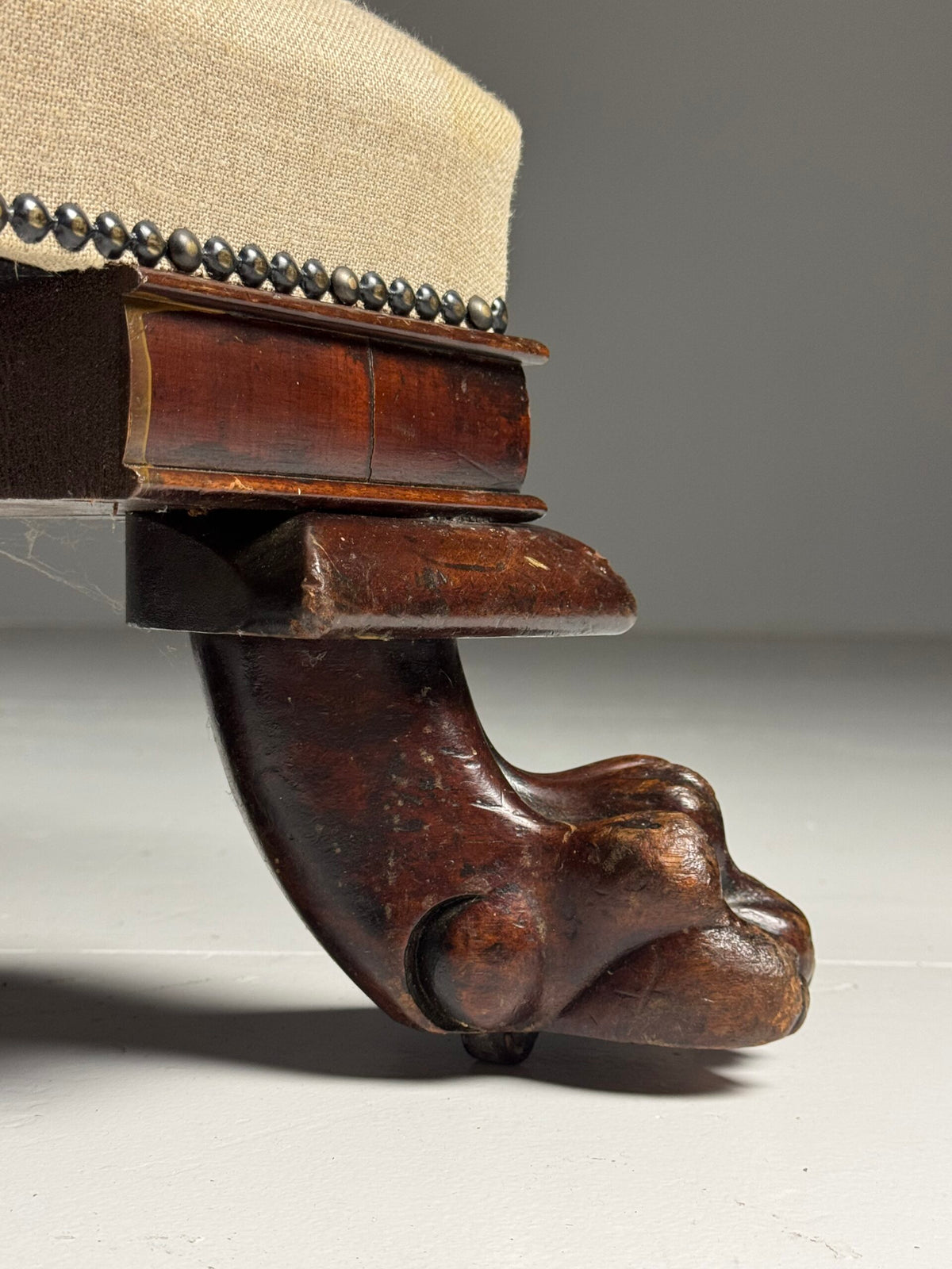 Large 19th Century Footstool with Lion's Claw Feet, photo 10
