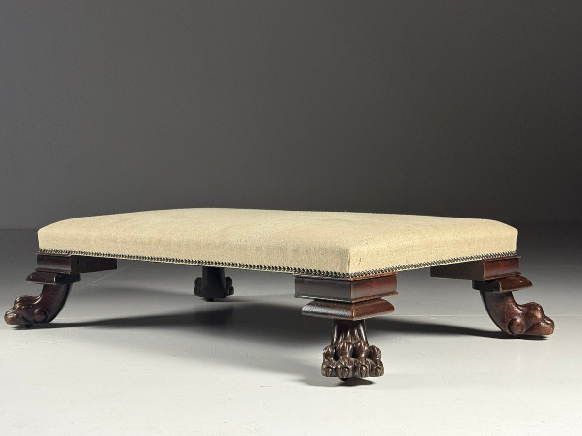 Large 19th Century Footstool with Lion's Claw Feet, photo 4
