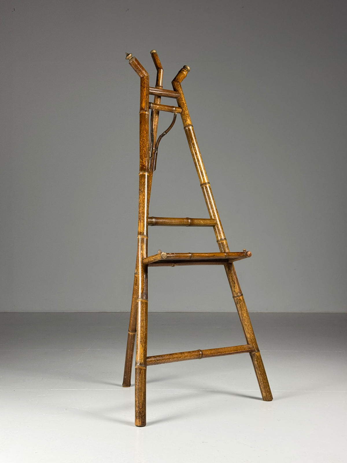 French Faux Bamboo Artist's Easel with Black Lacquer Panel, c. 1900, photo 15