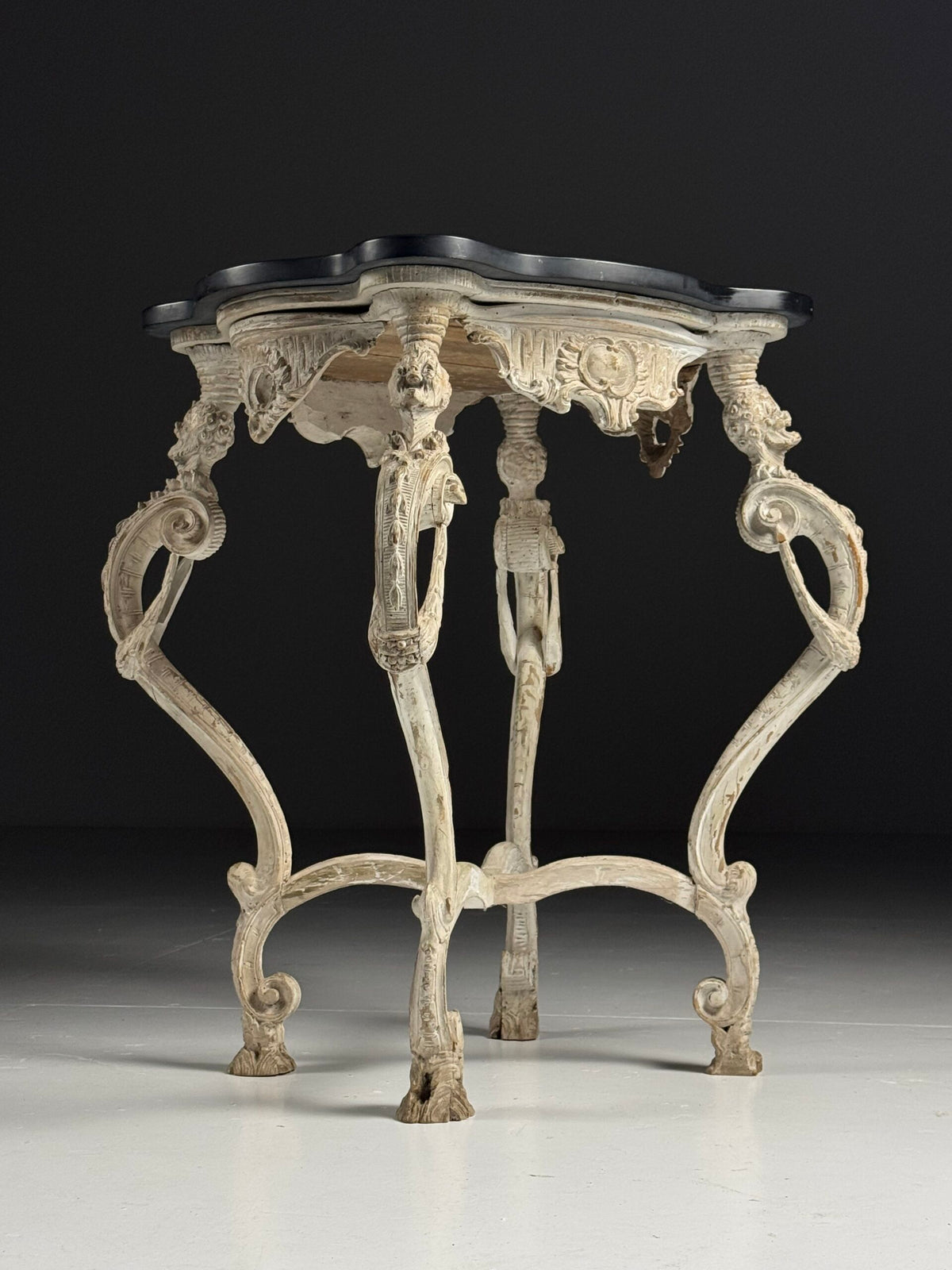 French Carved Side Table with Black Marble Top, Early 19th Century, photo 18