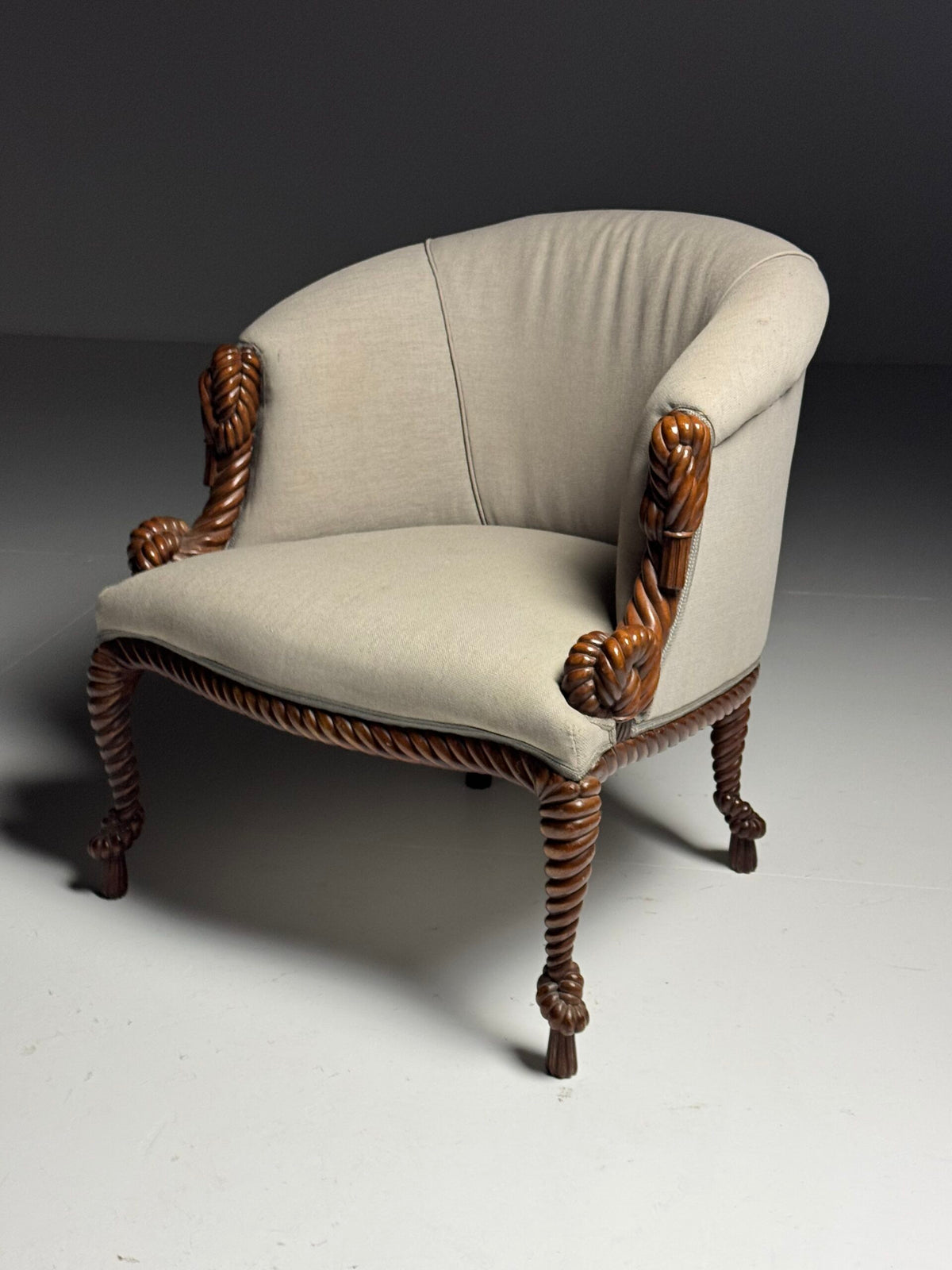 Pair of Napoleon III Style Rope Club Chairs, Early 20th Century, photo 15
