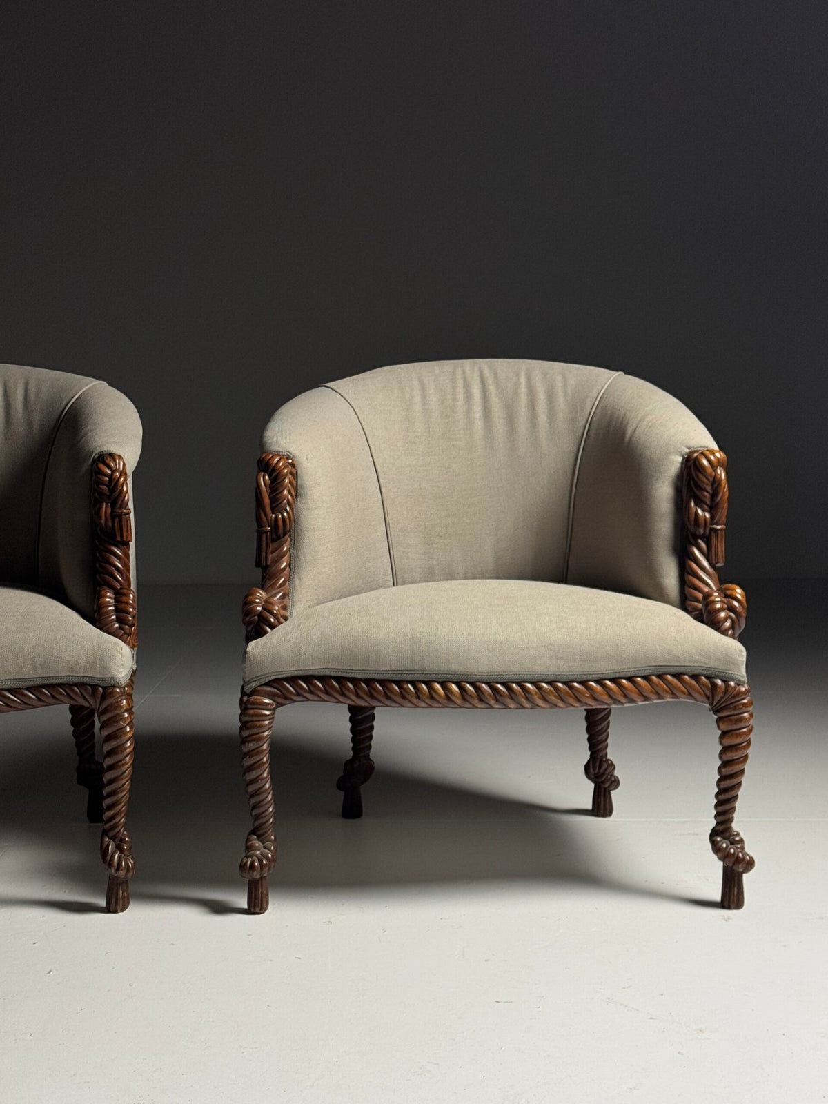 Pair of Napoleon III Style Rope Club Chairs, Early 20th Century, photo 5