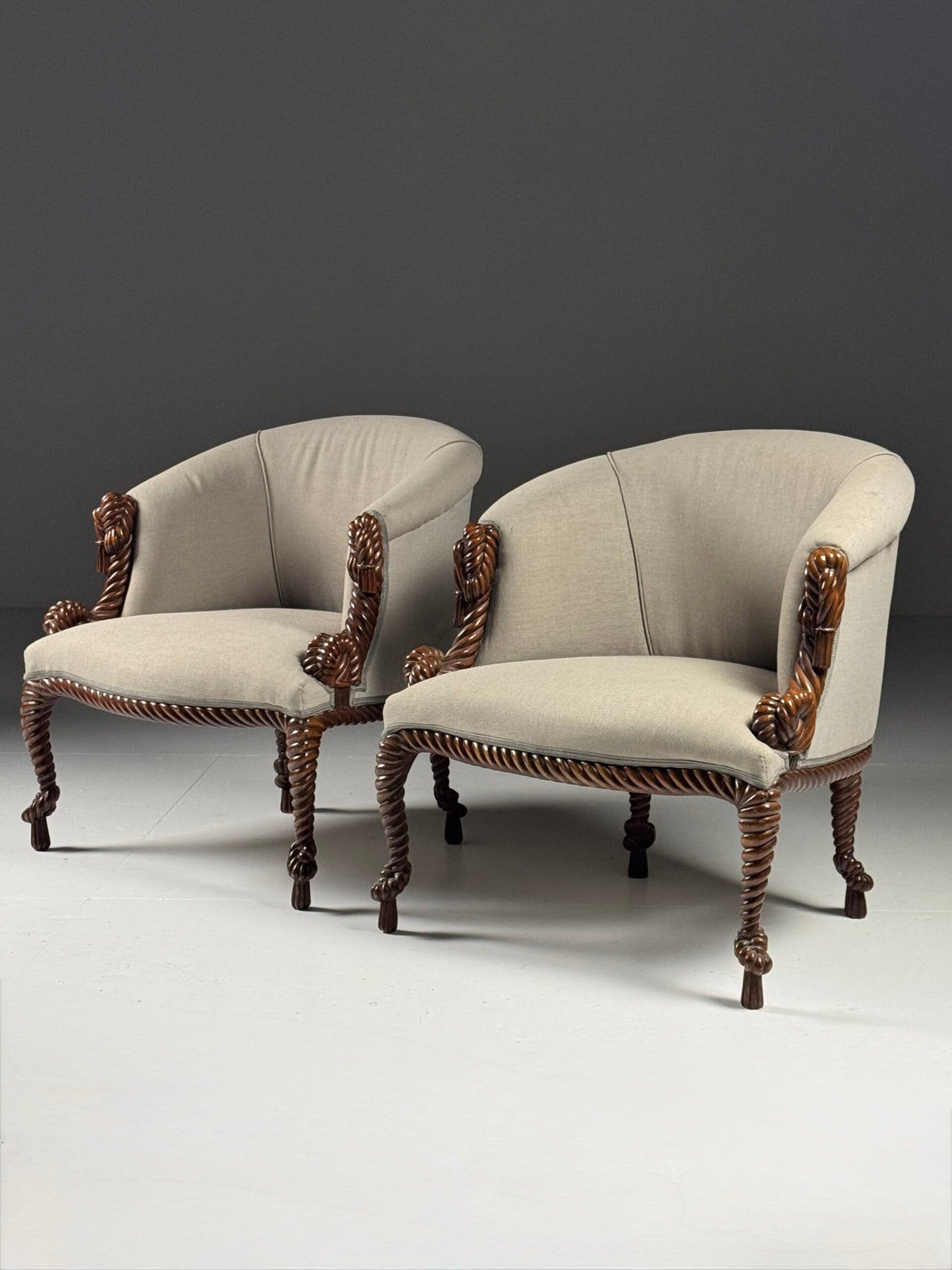 Pair of Napoleon III Style Rope Club Chairs, Early 20th Century, photo 3